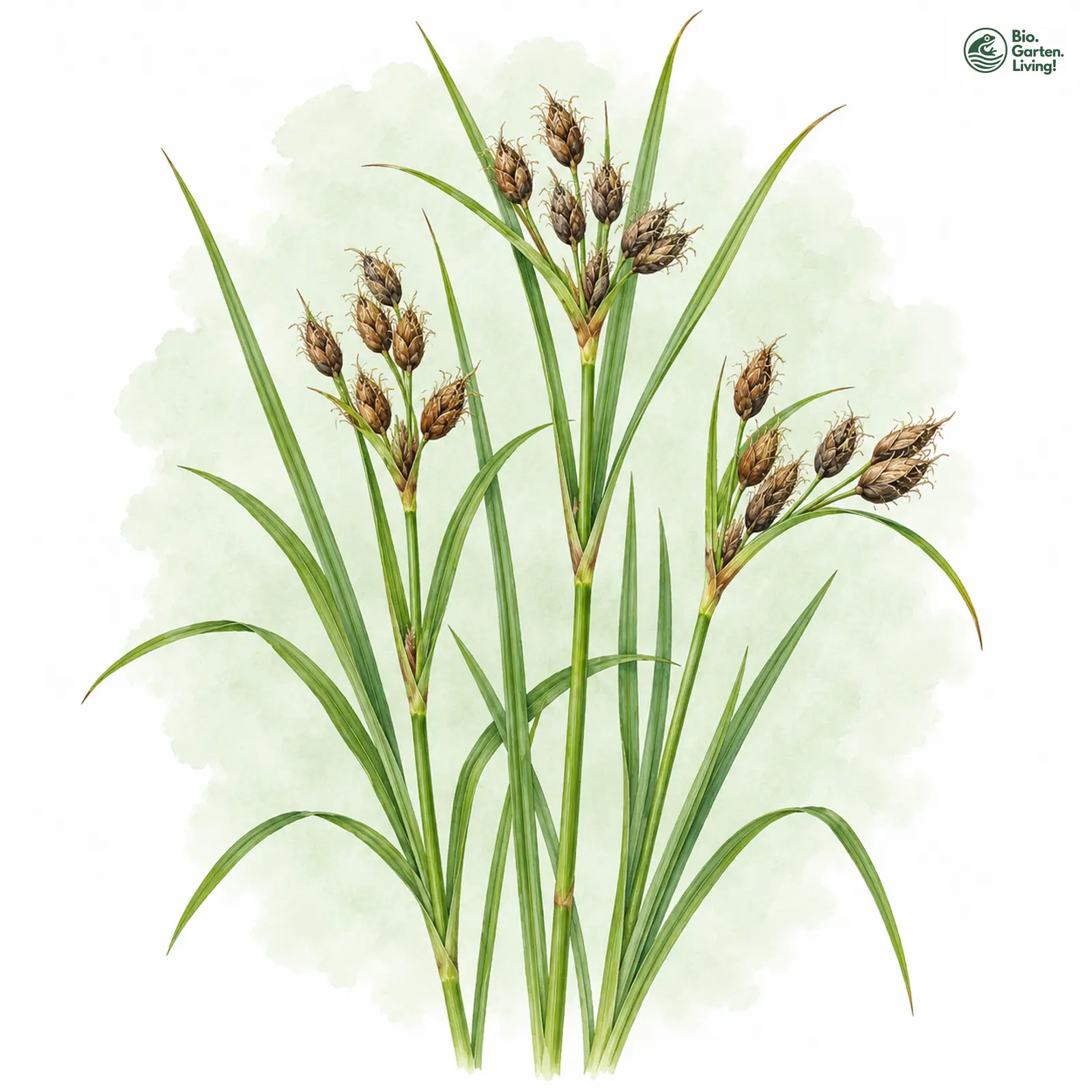 Aquarellzeichnung: Yagara-Strandsimse (Bolboschoenus yagara)