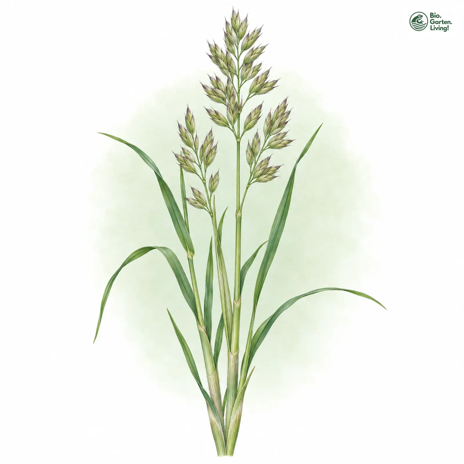 Aquarellzeichnung: Trauben-Trespe (Bromus racemosus)