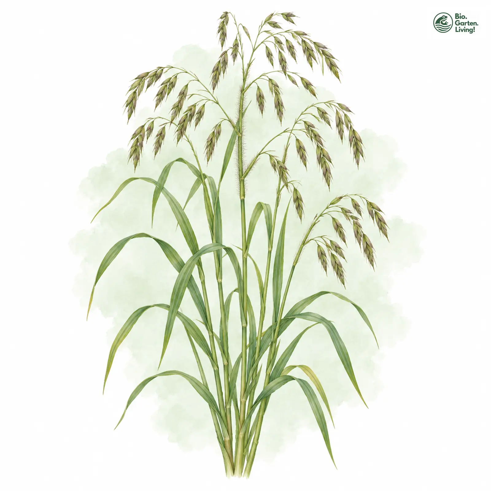 Aquarellzeichnung: Späte Wald-Trespe (Bromus ramosus (im engeren Sinne))