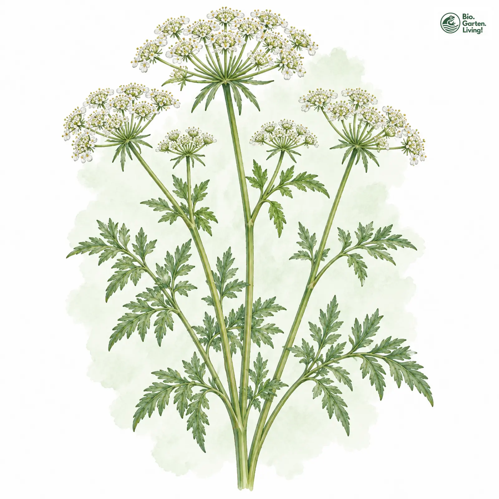 Aquarellzeichnung: Echter Knollenkümmel (Bunium bulbocastanum)