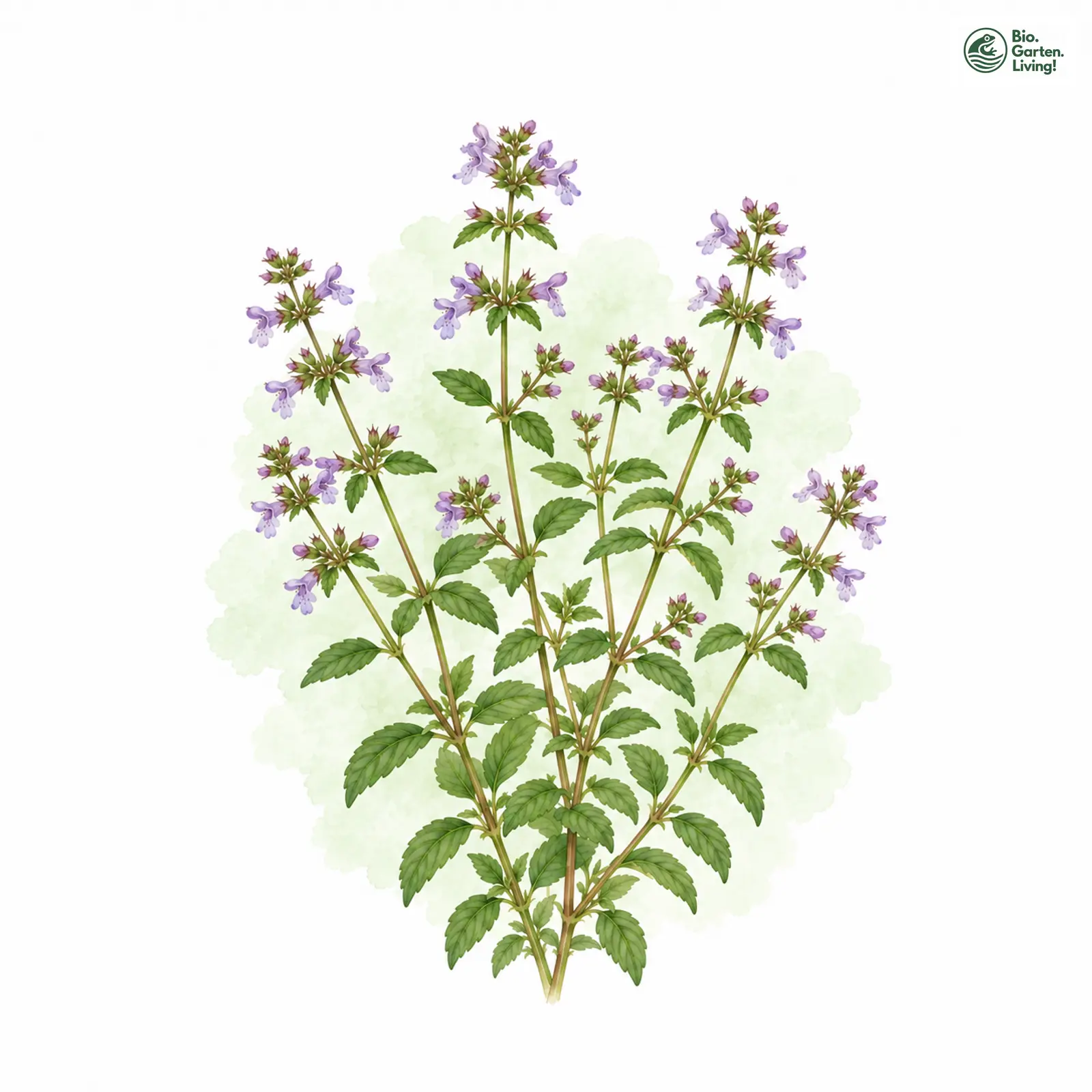Aquarellzeichnung: Kleinblütige Bergminze (Calamintha nepeta)