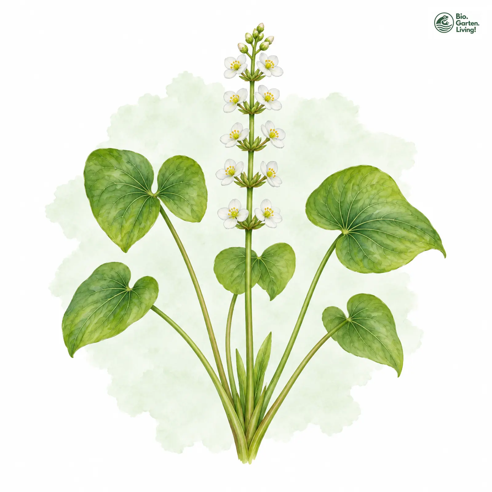 Aquarellzeichnung: Herzlöffel (Caldesia parnassifolia)