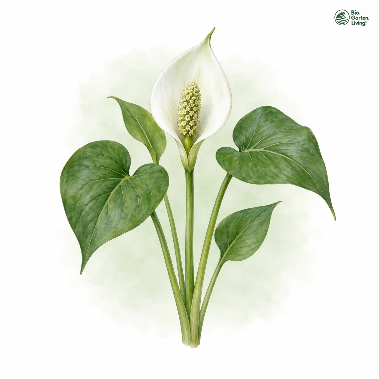 Aquarellzeichnung: Sumpf-Schlangenwurz (Calla palustris)