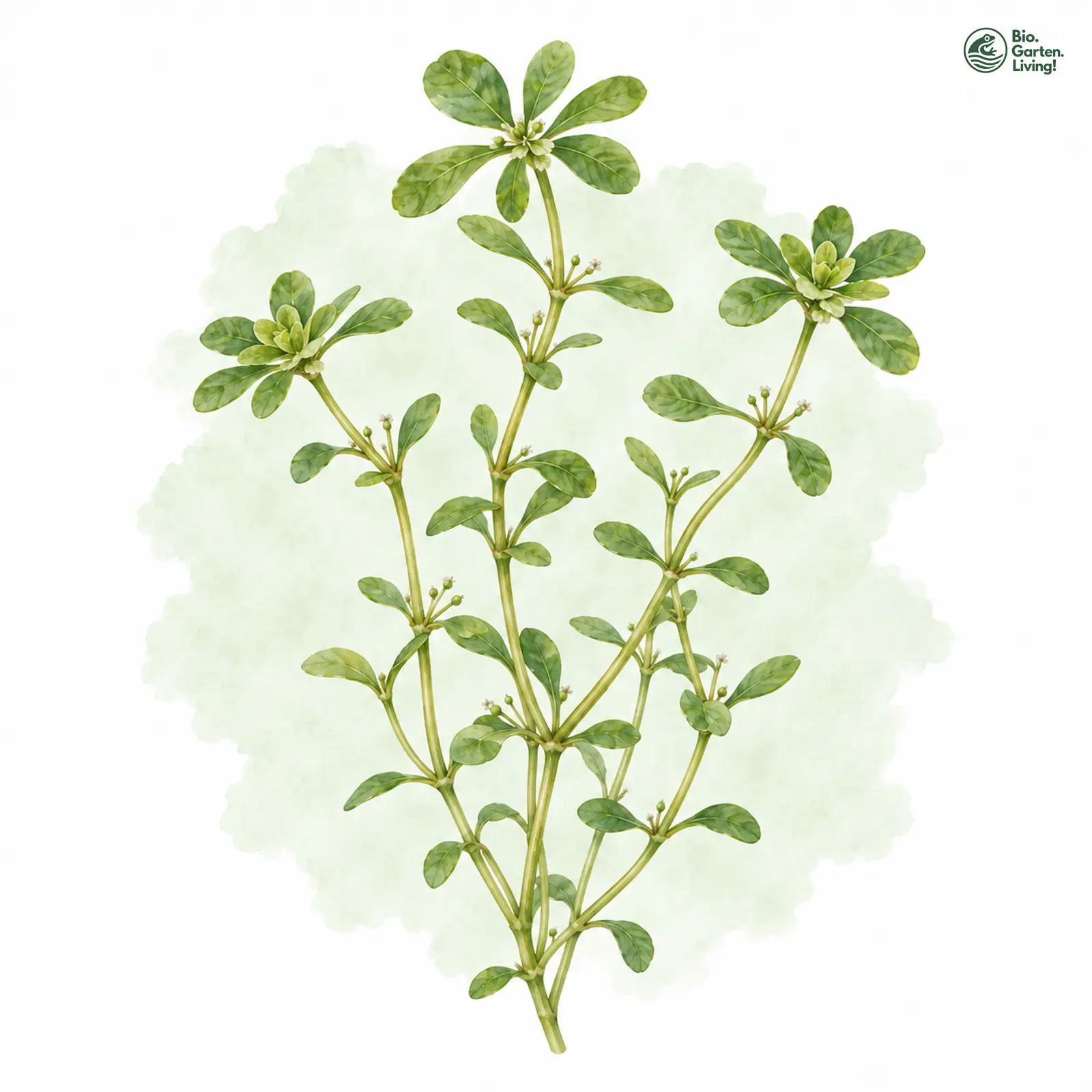 Aquarellzeichnung: Sumpf-Wasserstern (Callitriche palustris)