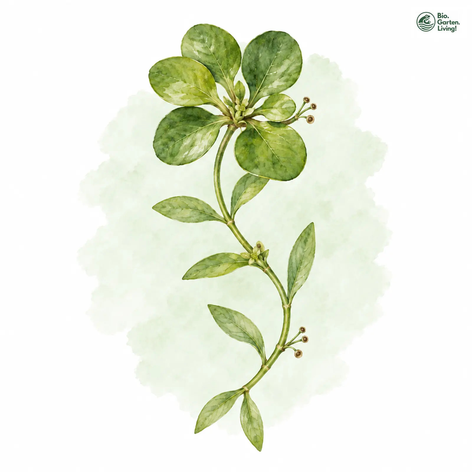 Aquarellzeichnung: Teich-Wasserstern (Callitriche stagnalis)