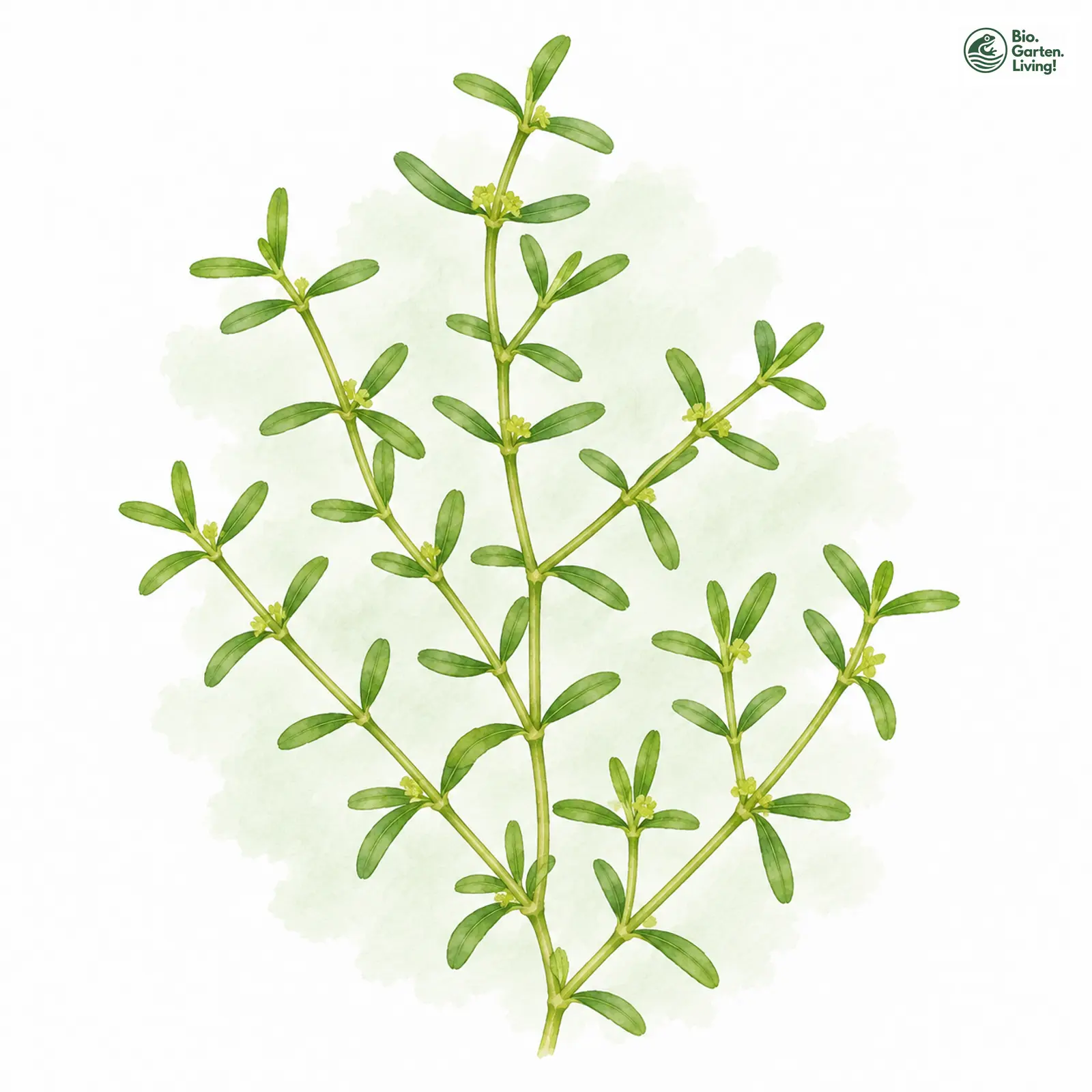 Aquarellzeichnung: Gestutzter Wasserstern (Callitriche truncata)