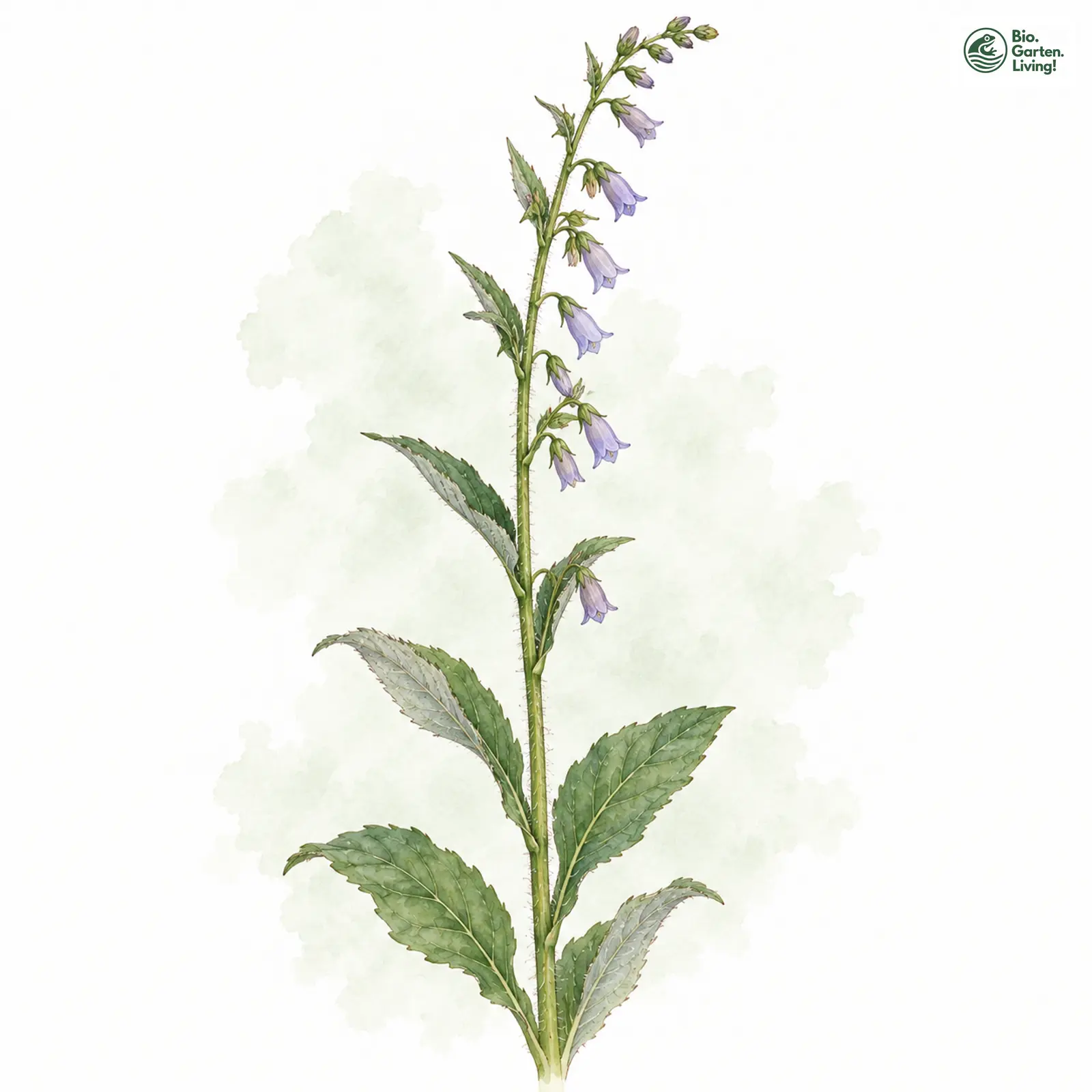 Aquarellzeichnung: Bologneser Glockenblume (Campanula bononiensis)