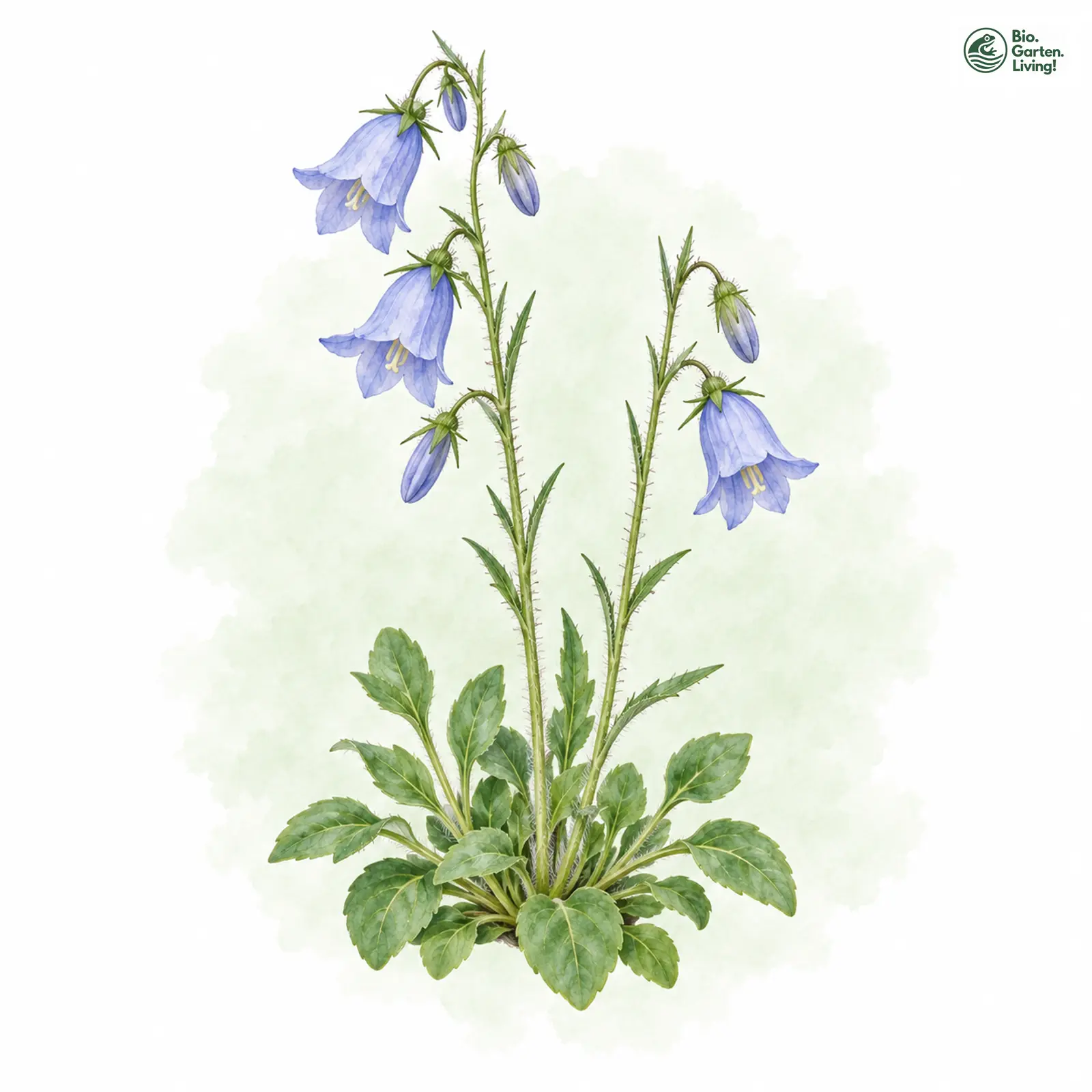 Aquarellzeichnung: Zwerg-Glockenblume (Campanula cochleariifolia)