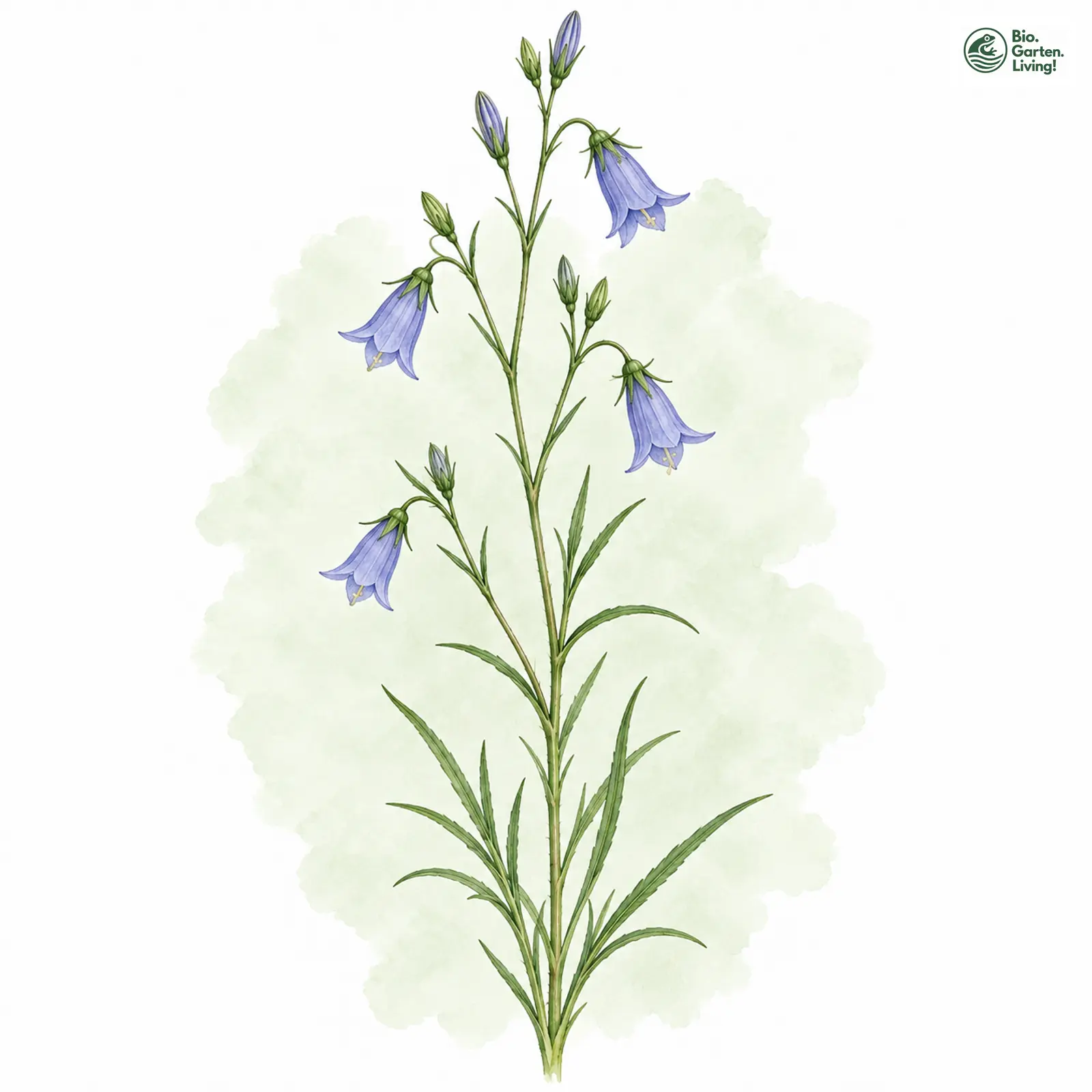 Aquarellzeichnung: Edle Glockenblume (Campanula gentilis)