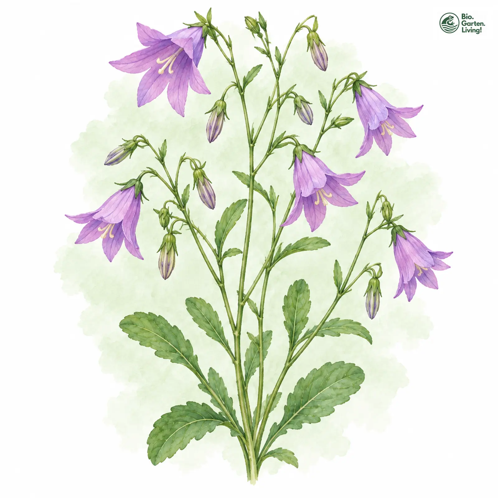 Aquarellzeichnung: Wiesen-Glockenblume (Campanula patula)