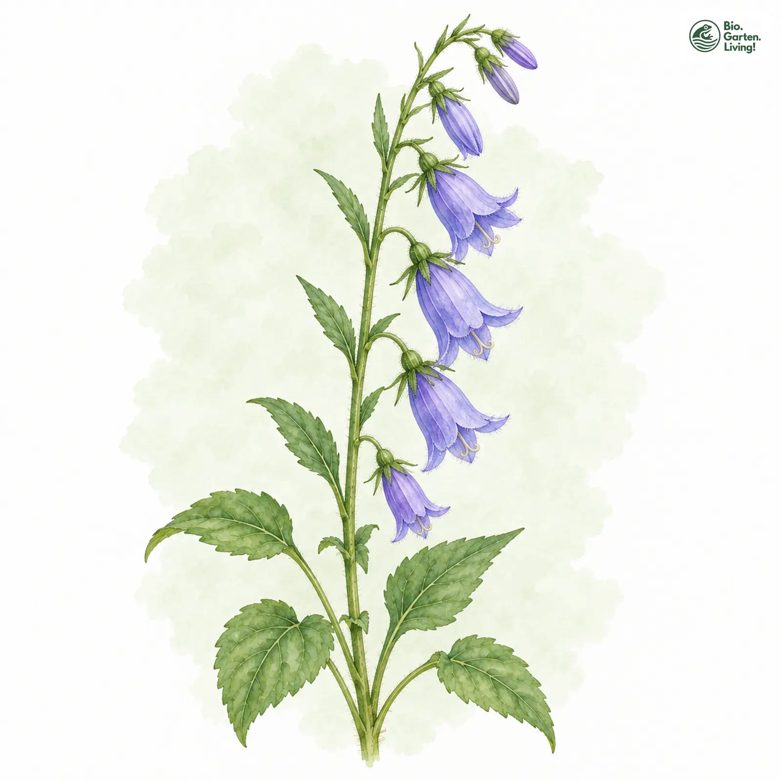 Aquarellzeichnung: Acker-Glockenblume (Campanula rapunculoides)