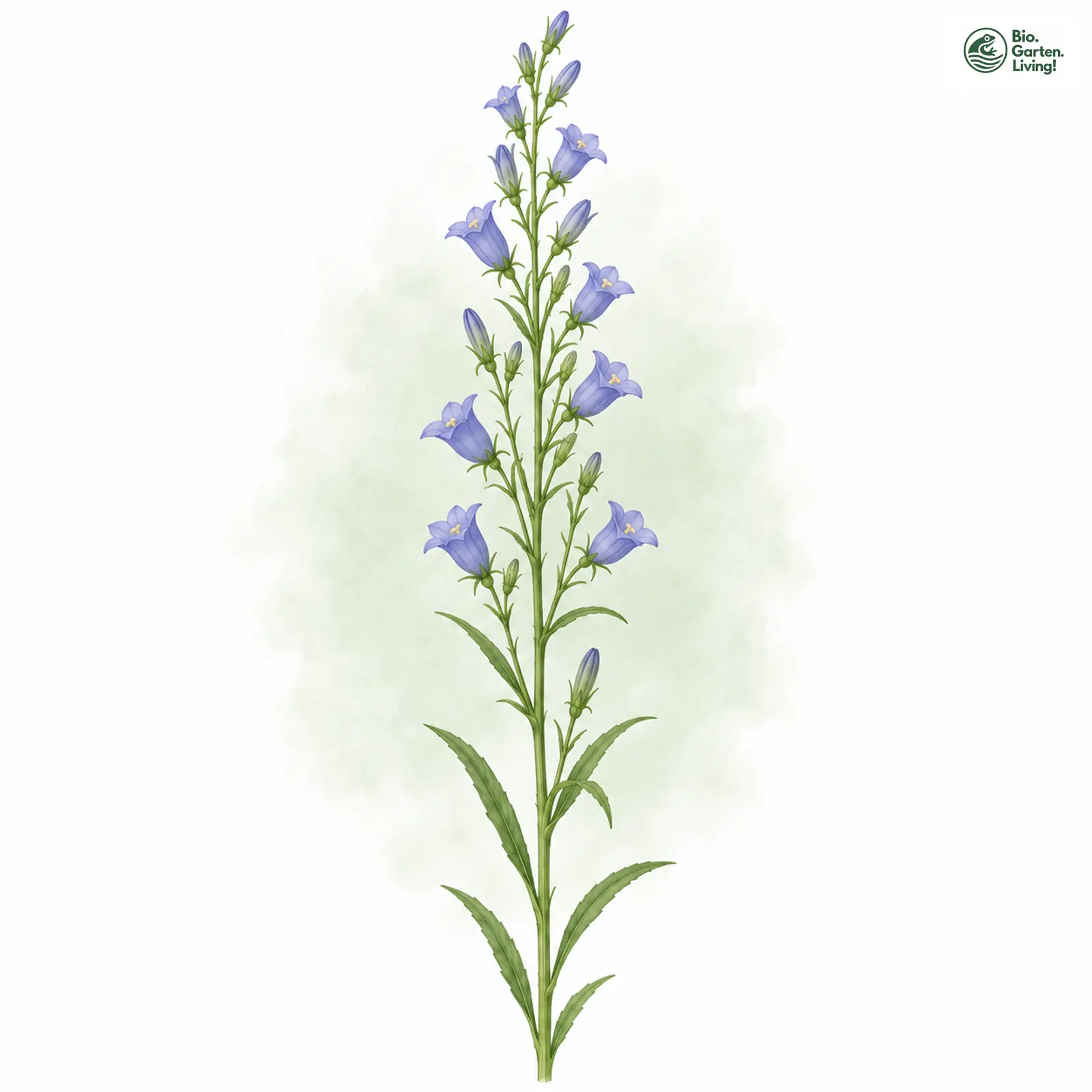 Aquarellzeichnung: Rapunzel-Glockenblume (Campanula rapunculus)