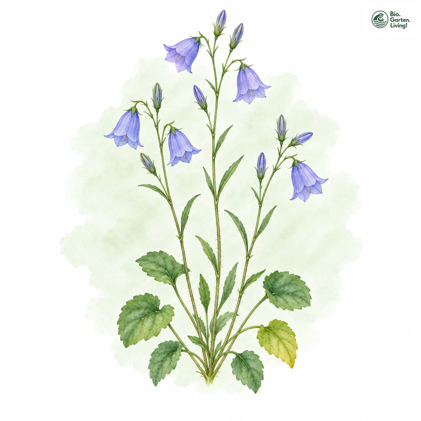 Aquarellzeichnung: Rundblättrige Glockenblume (Campanula rotundifolia (im engeren Sinne))