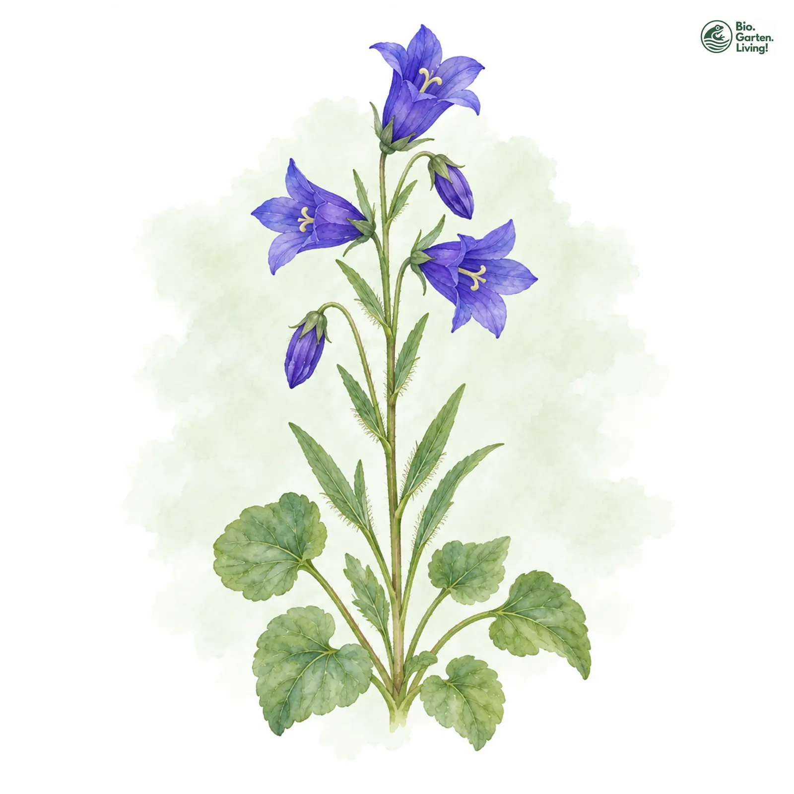 Aquarellzeichnung: Scheuchzer-Glockenblume (Campanula scheuchzeri)