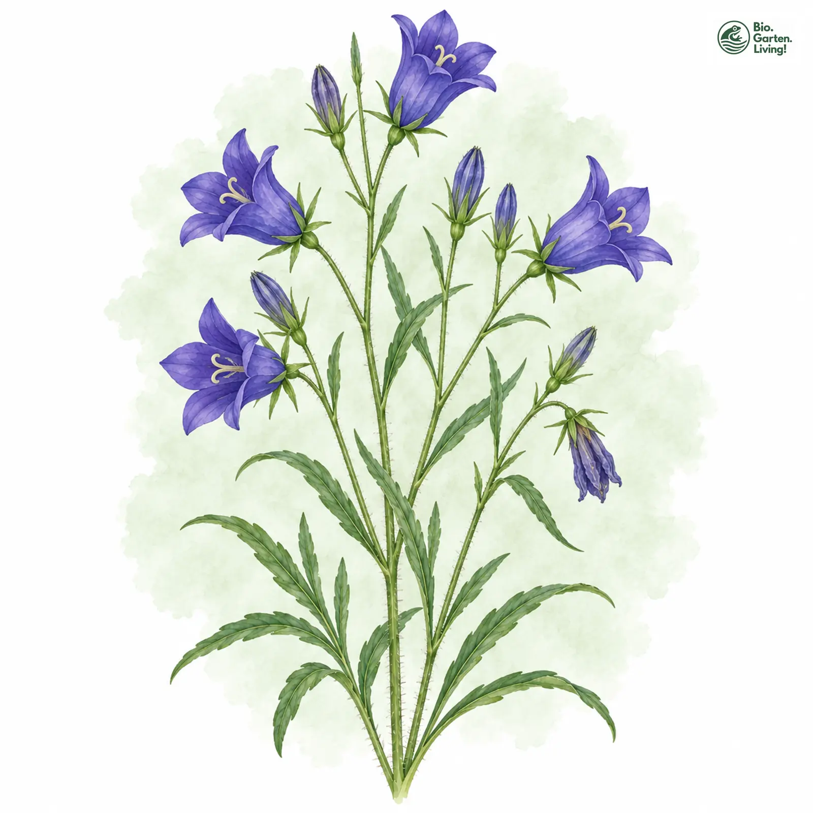 Aquarellzeichnung: Sibirische Glockenblume (Campanula sibirica)