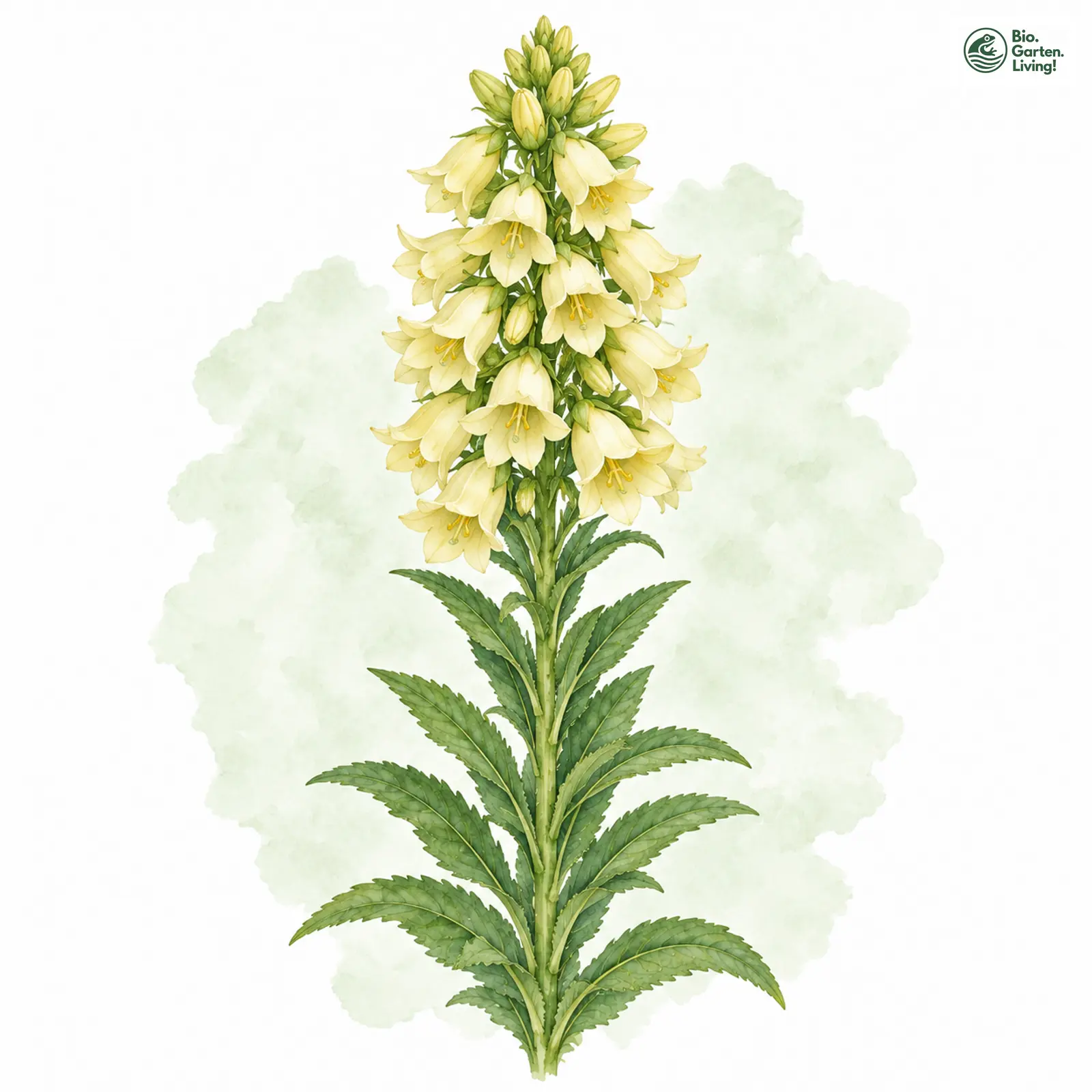 Aquarellzeichnung: Strauß-Glockenblume (Campanula thyrsoides)