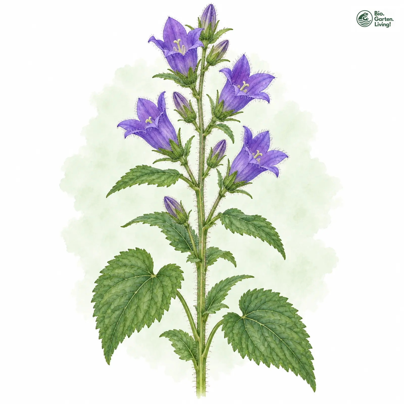 Aquarellzeichnung: Nesselblättrige Glockenblume (Campanula trachelium)
