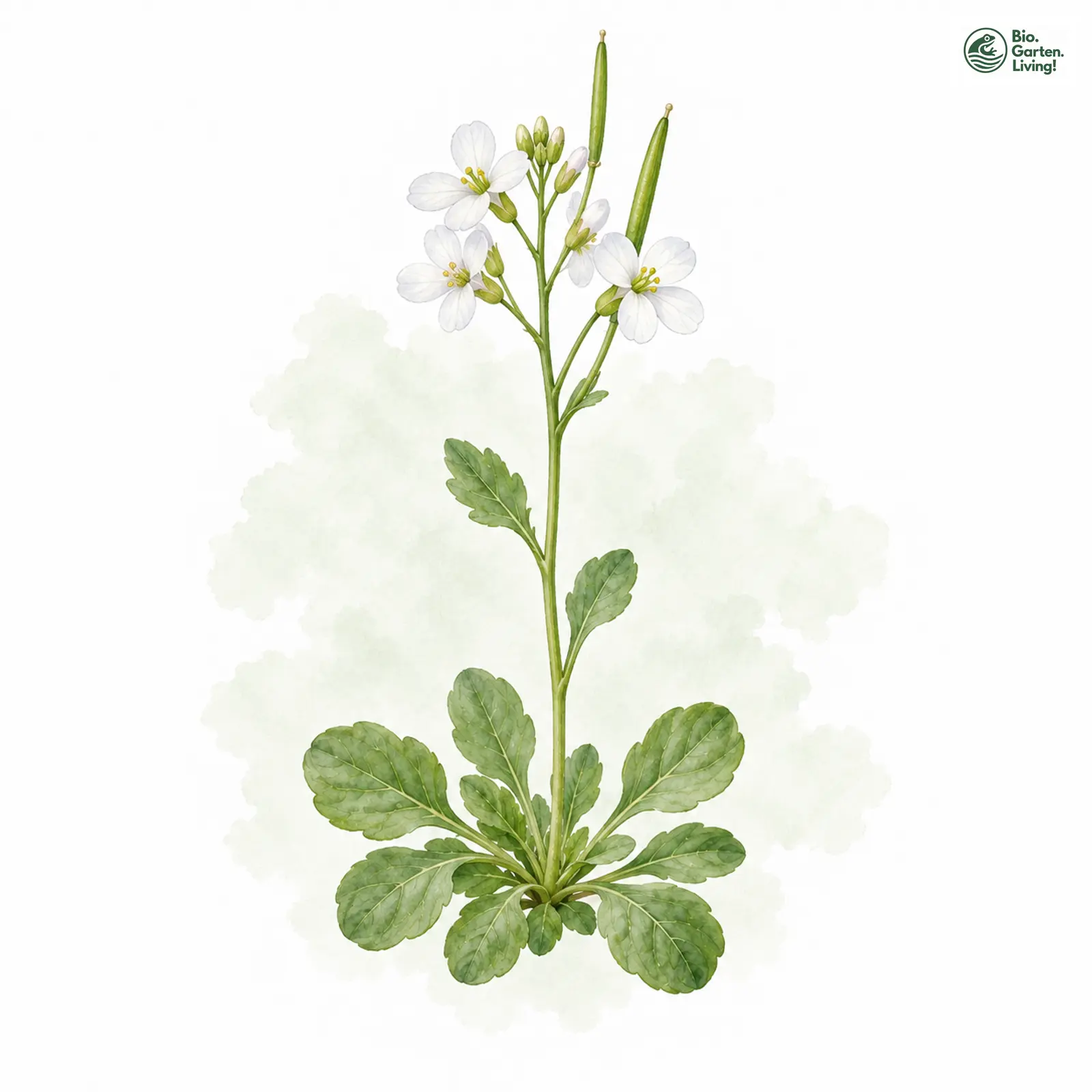 Aquarellzeichnung: Alpen-Schaumkraut (Cardamine alpina)