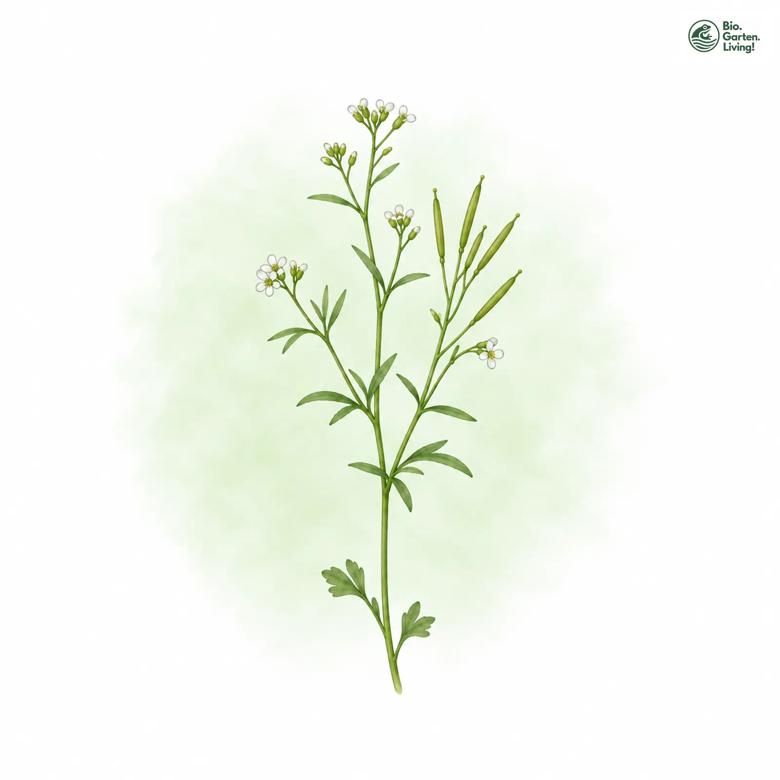 Aquarellzeichnung: Kleinblütiges Schaumkraut (Cardamine parviflora)