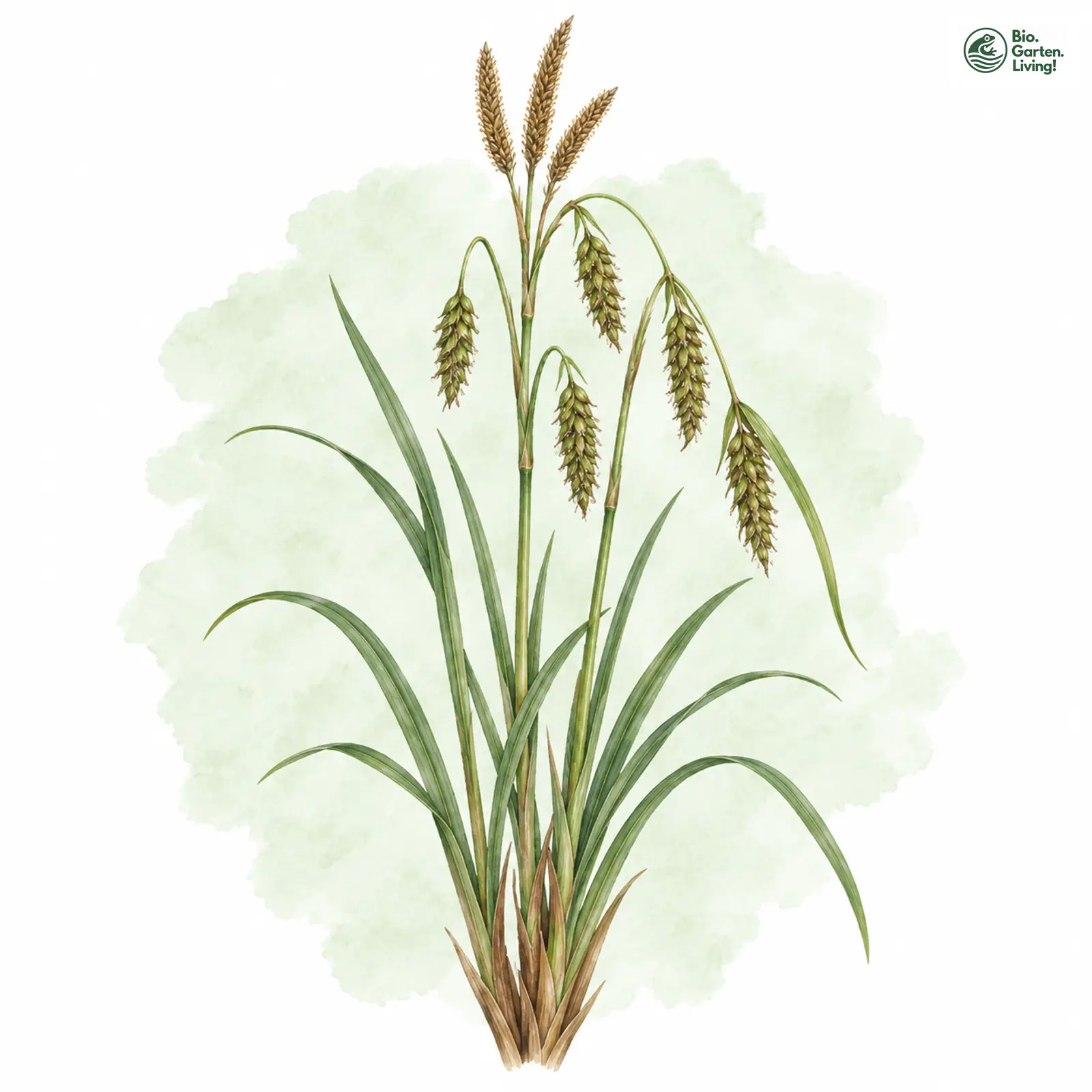 Aquarellzeichnung: Schlanke Segge (Carex acuta)