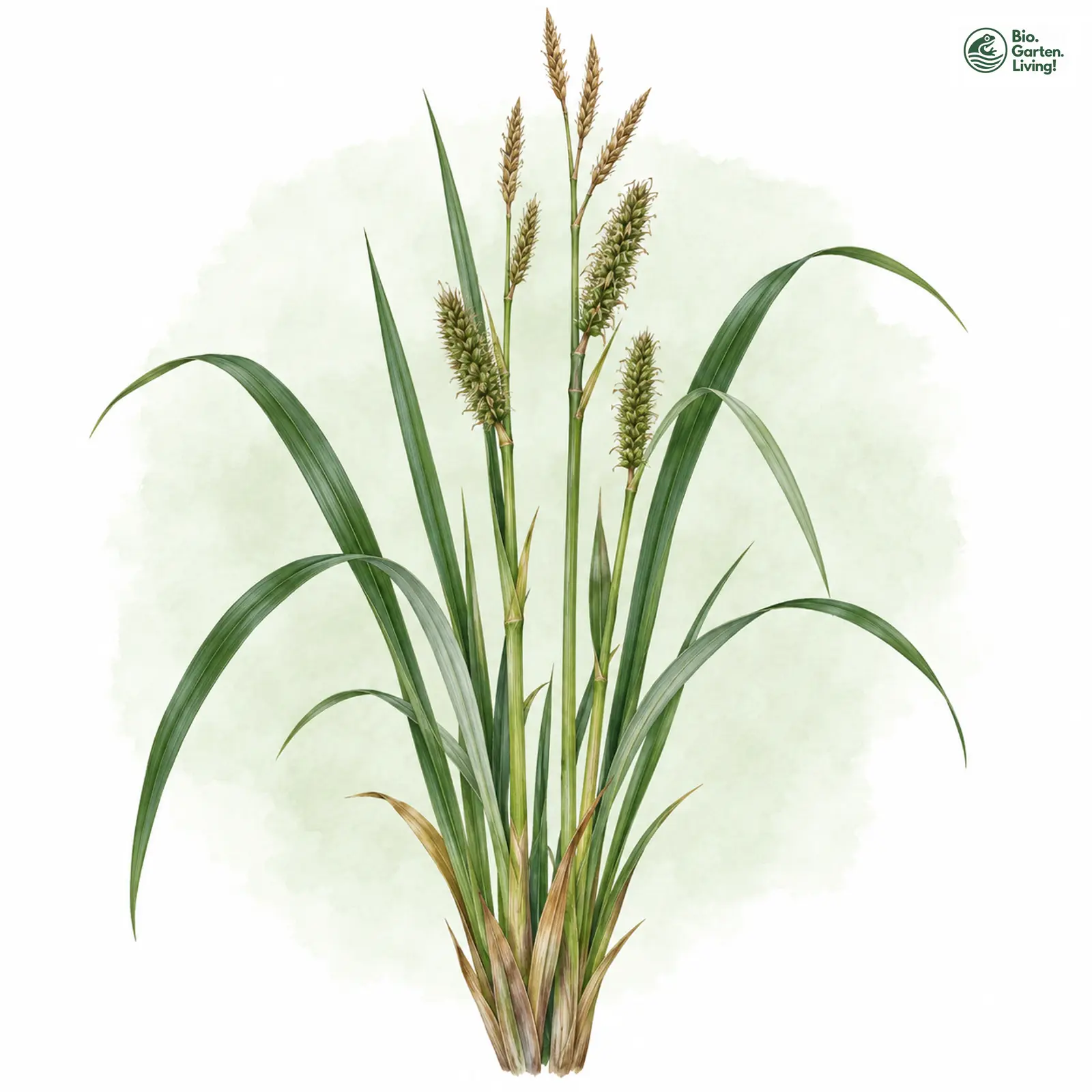 Aquarellzeichnung: Sumpf-Segge (Carex acutiformis)