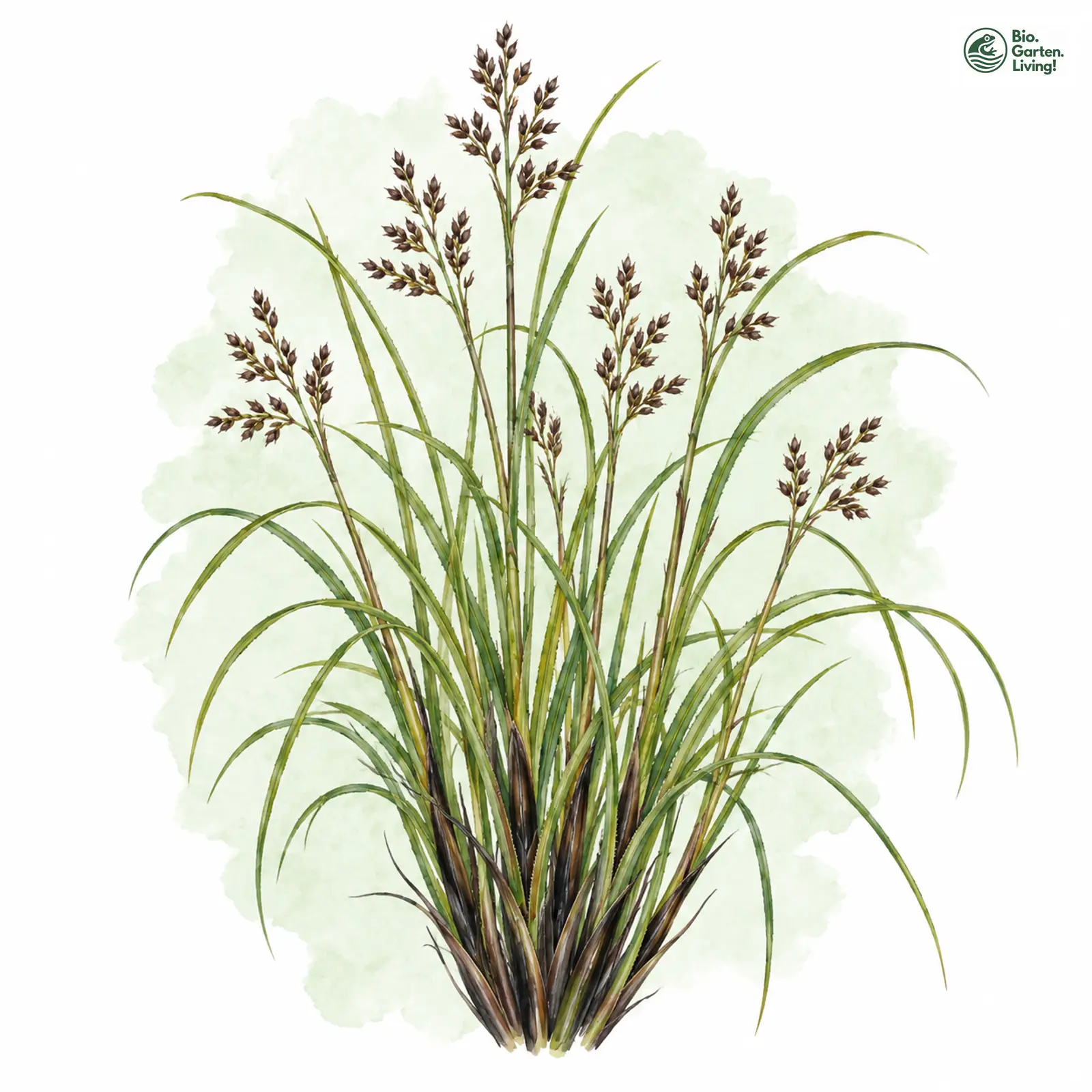 Aquarellzeichnung: Schwarzschopf-Segge (Carex appropinquata)
