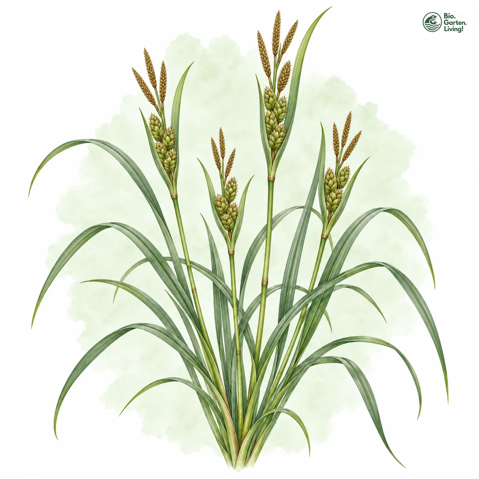 Aquarellzeichnung: Wasser-Segge (Carex aquatilis)