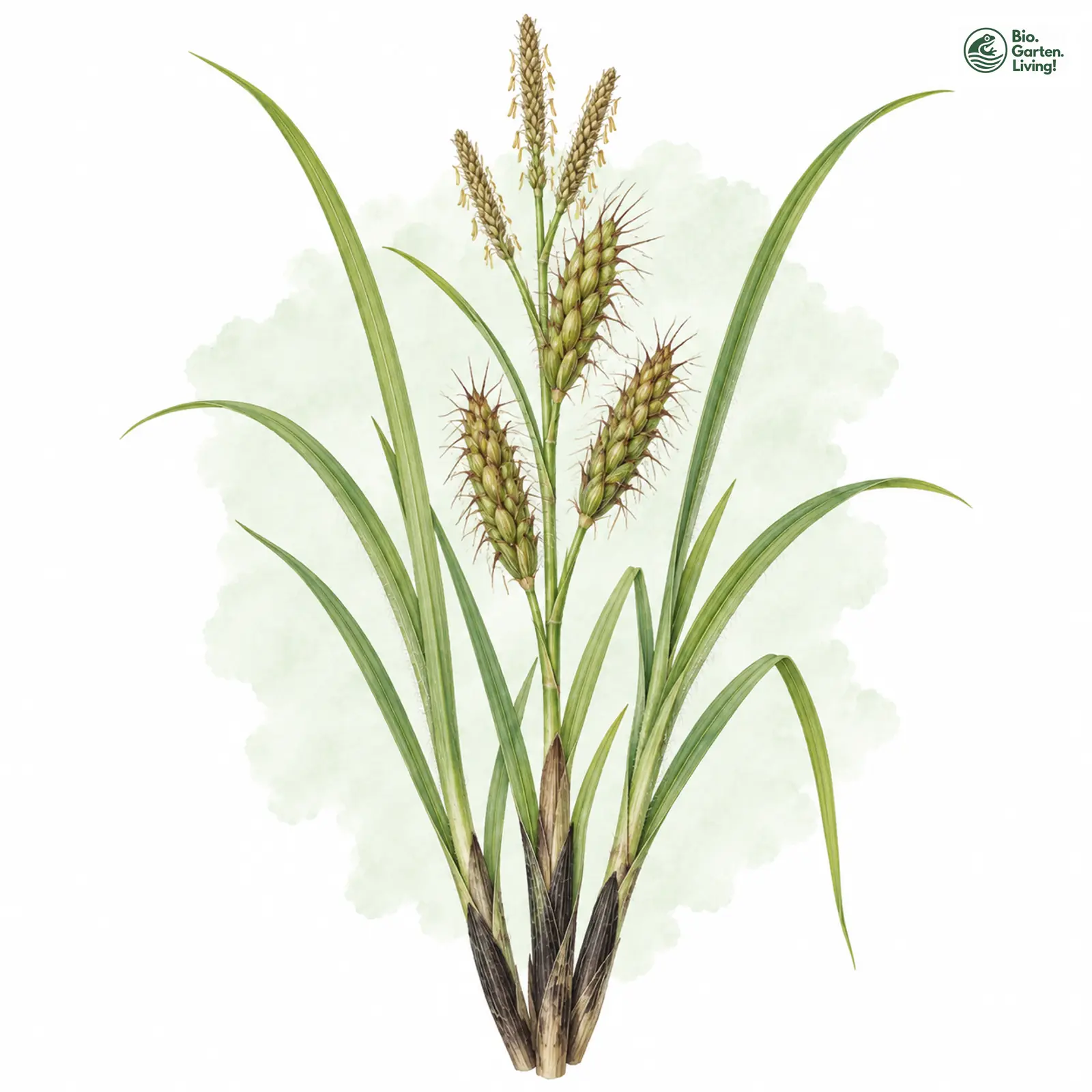 Aquarellzeichnung: Grannen-Segge (Carex atherodes)