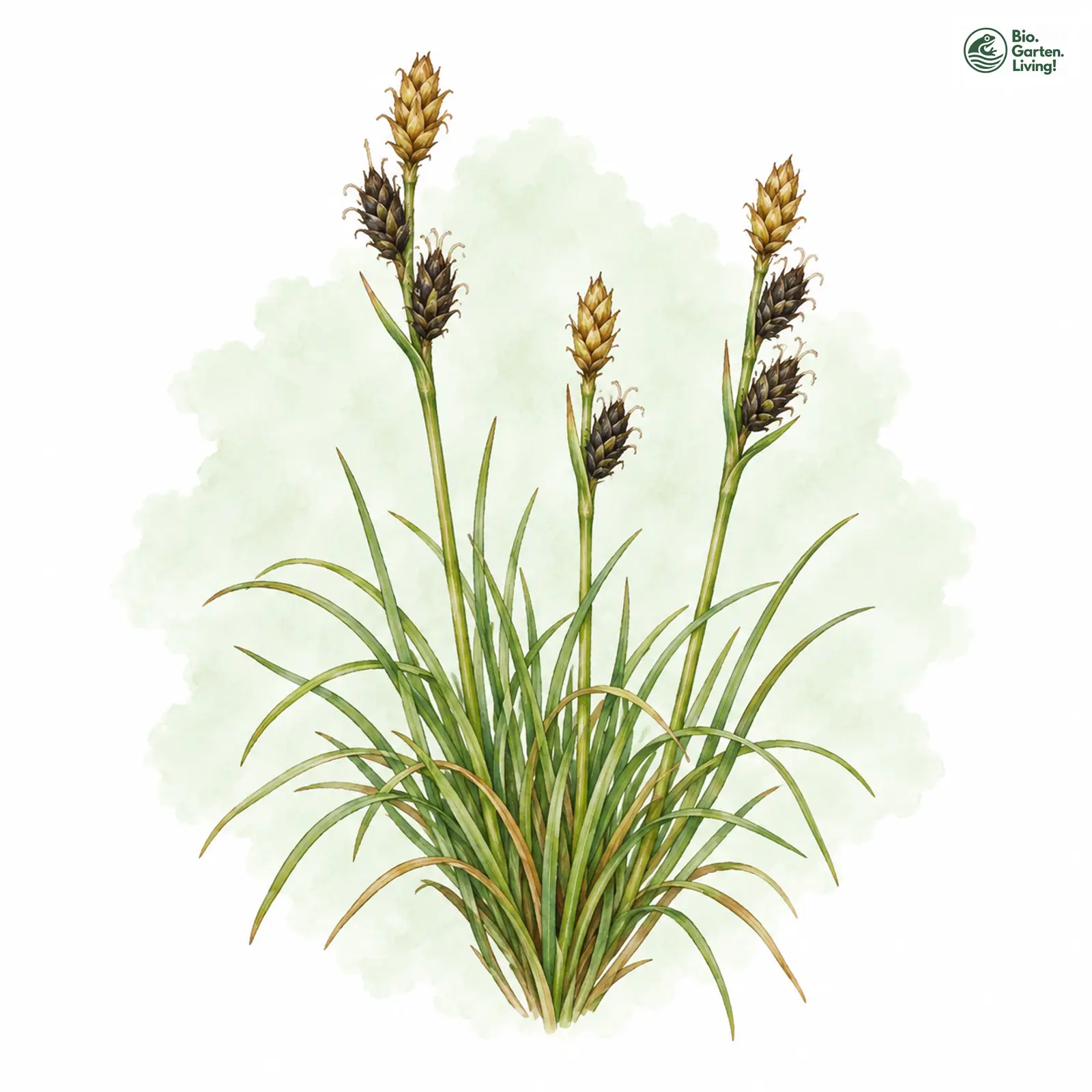 Aquarellzeichnung: Starre Segge (Carex bigelowii)