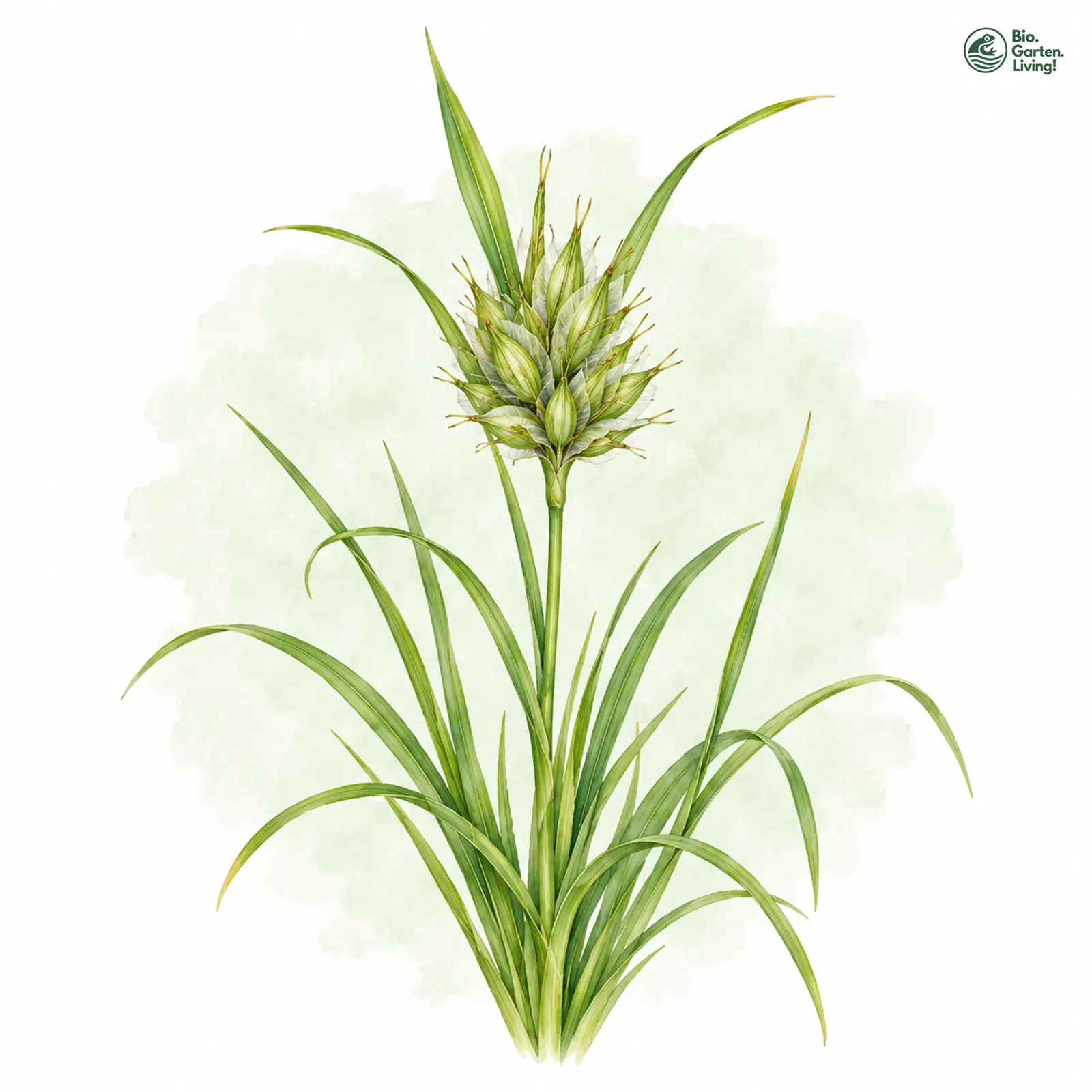 Aquarellzeichnung: Zypergras-Segge (Carex bohemica)