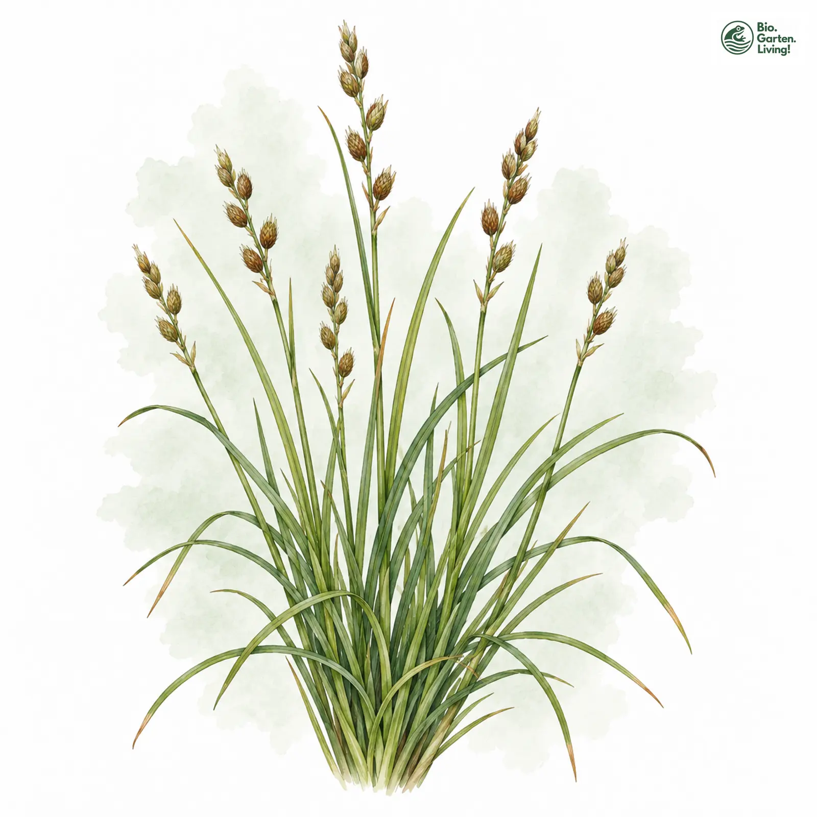 Aquarellzeichnung: Bräunliche Segge (Carex brunnescens)