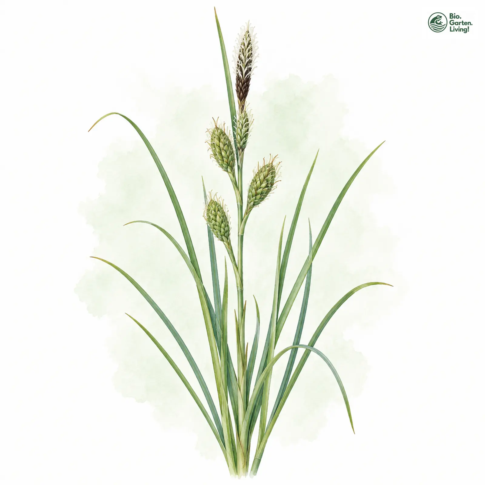Aquarellzeichnung: Buxbaum-Segge (Carex buxbaumii)