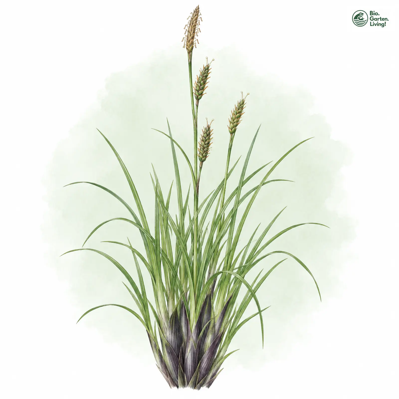 Aquarellzeichnung: Rasen-Segge (Carex cespitosa)