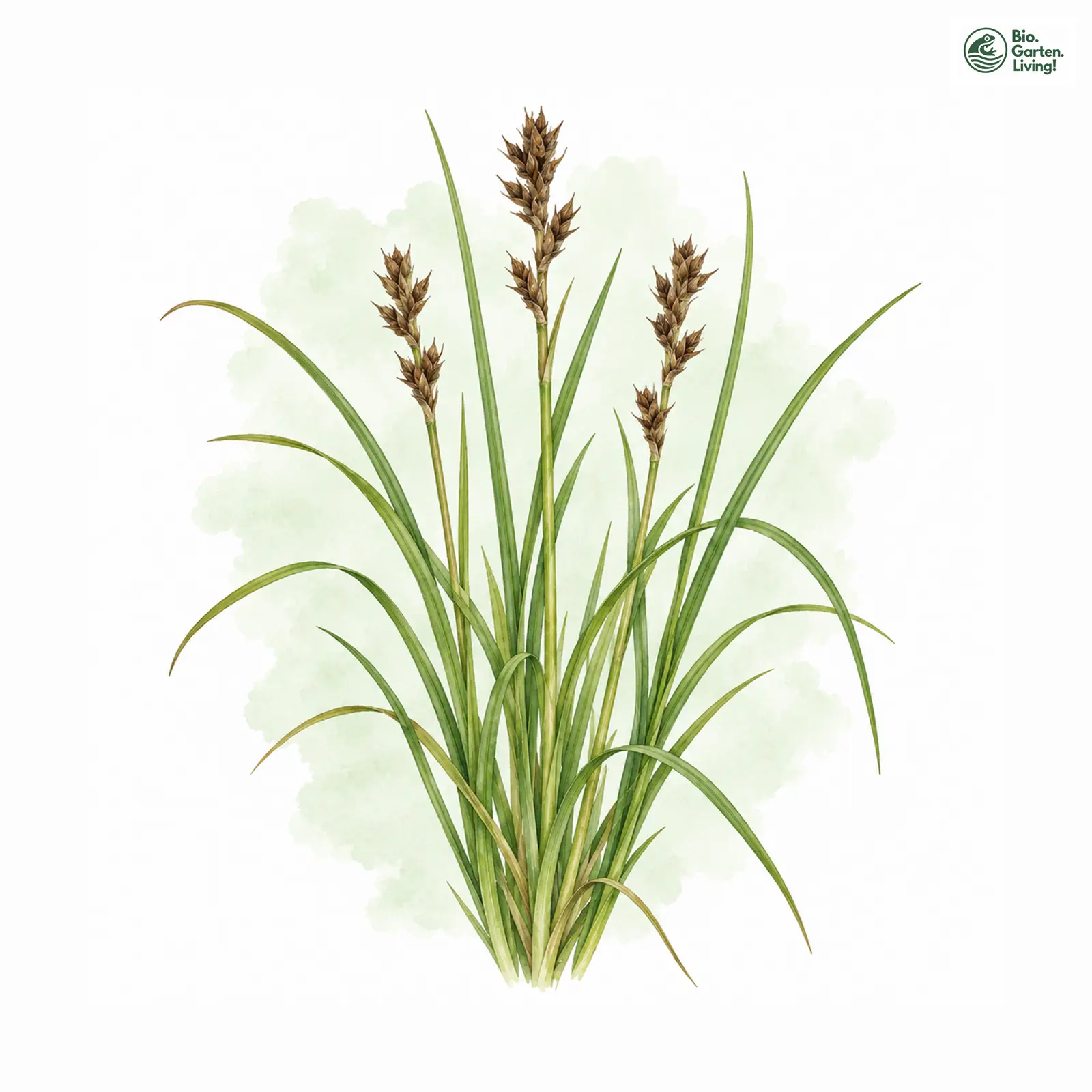 Aquarellzeichnung: Französische Segge (Carex colchica)