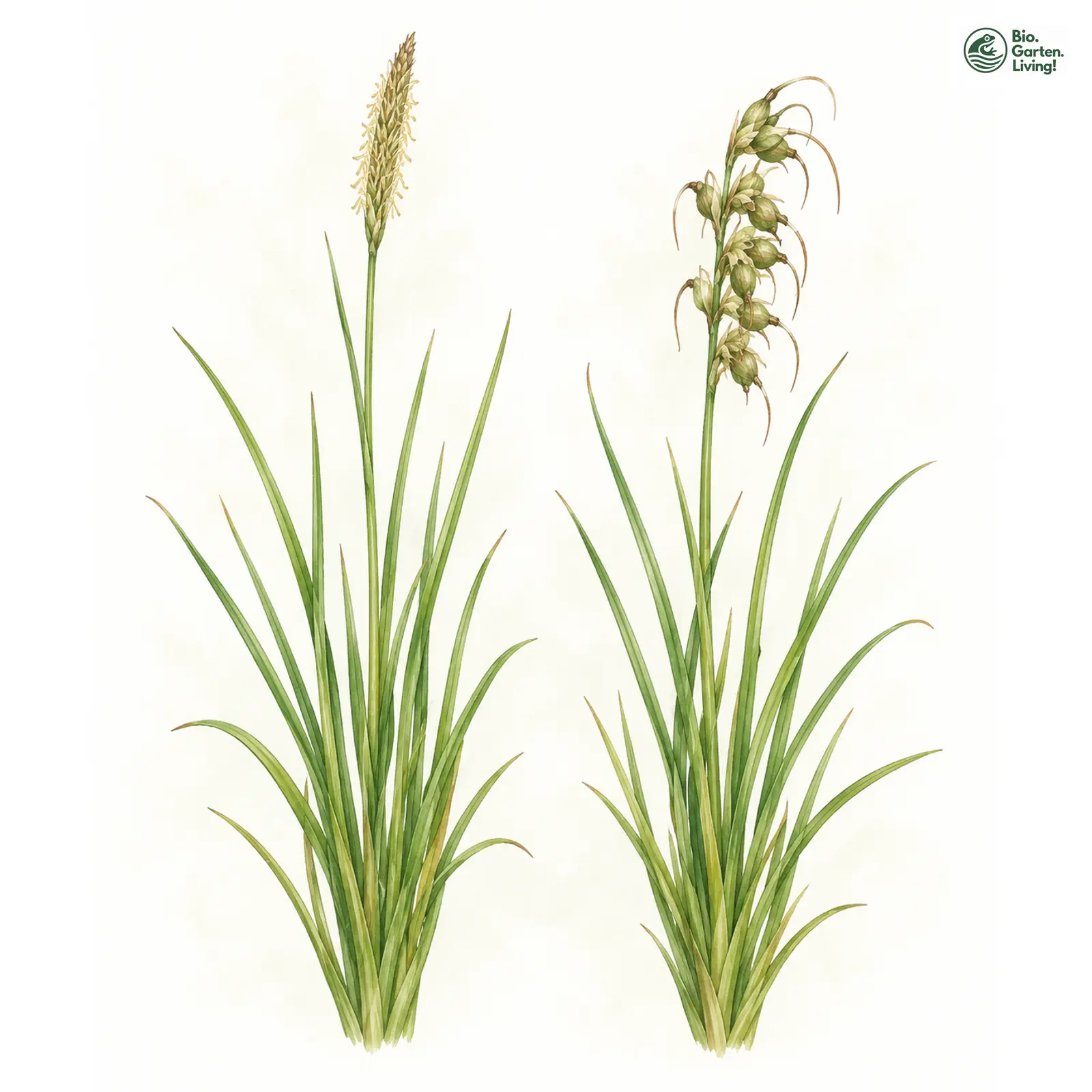 Aquarellzeichnung: Davall-Segge (Carex davalliana)