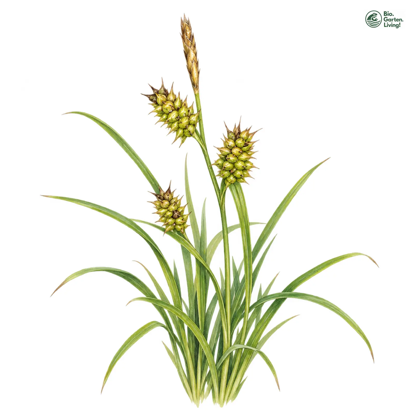 Aquarellzeichnung: Aufsteigende Segge (Carex demissa)