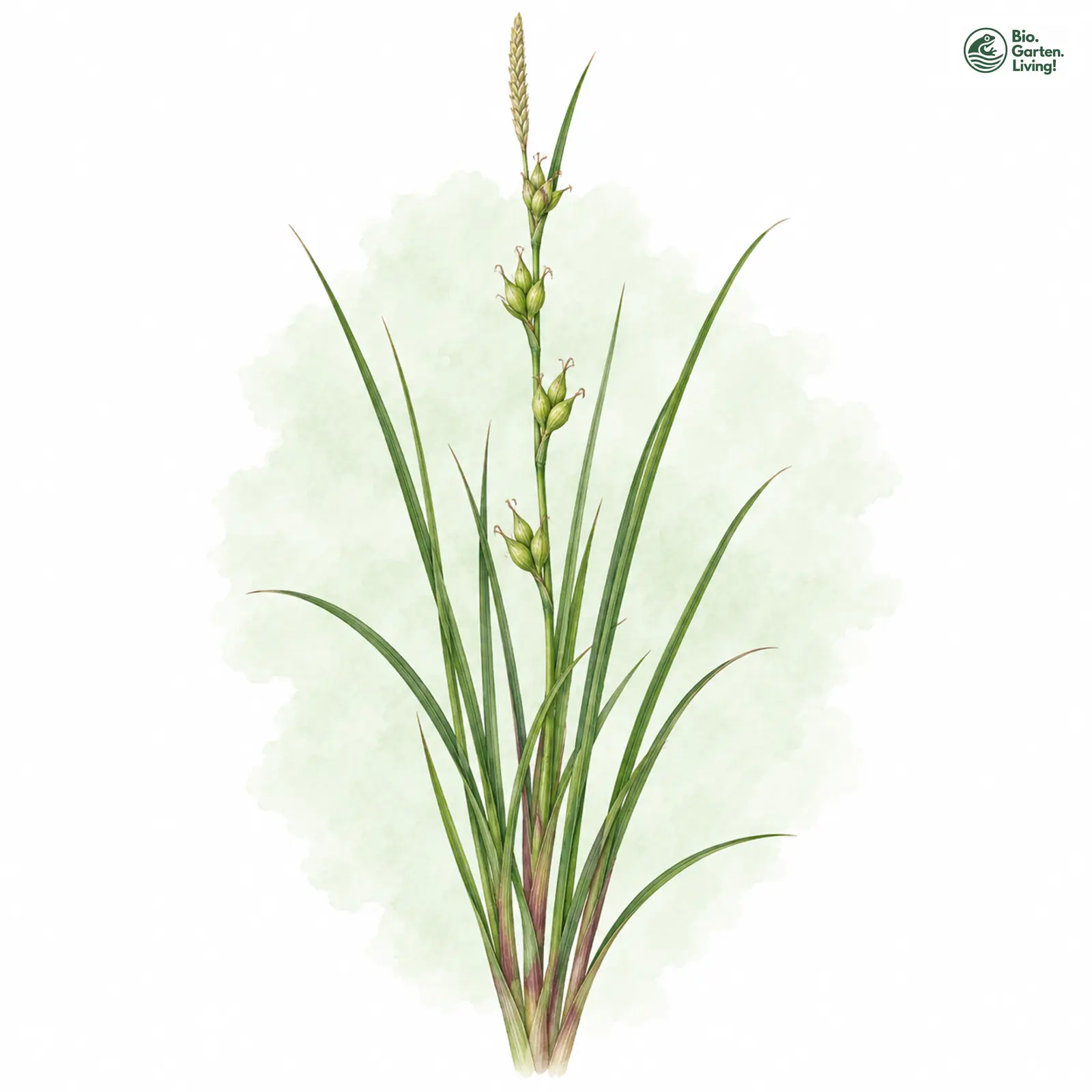 Aquarellzeichnung: Verarmte Segge (Carex depauperata)