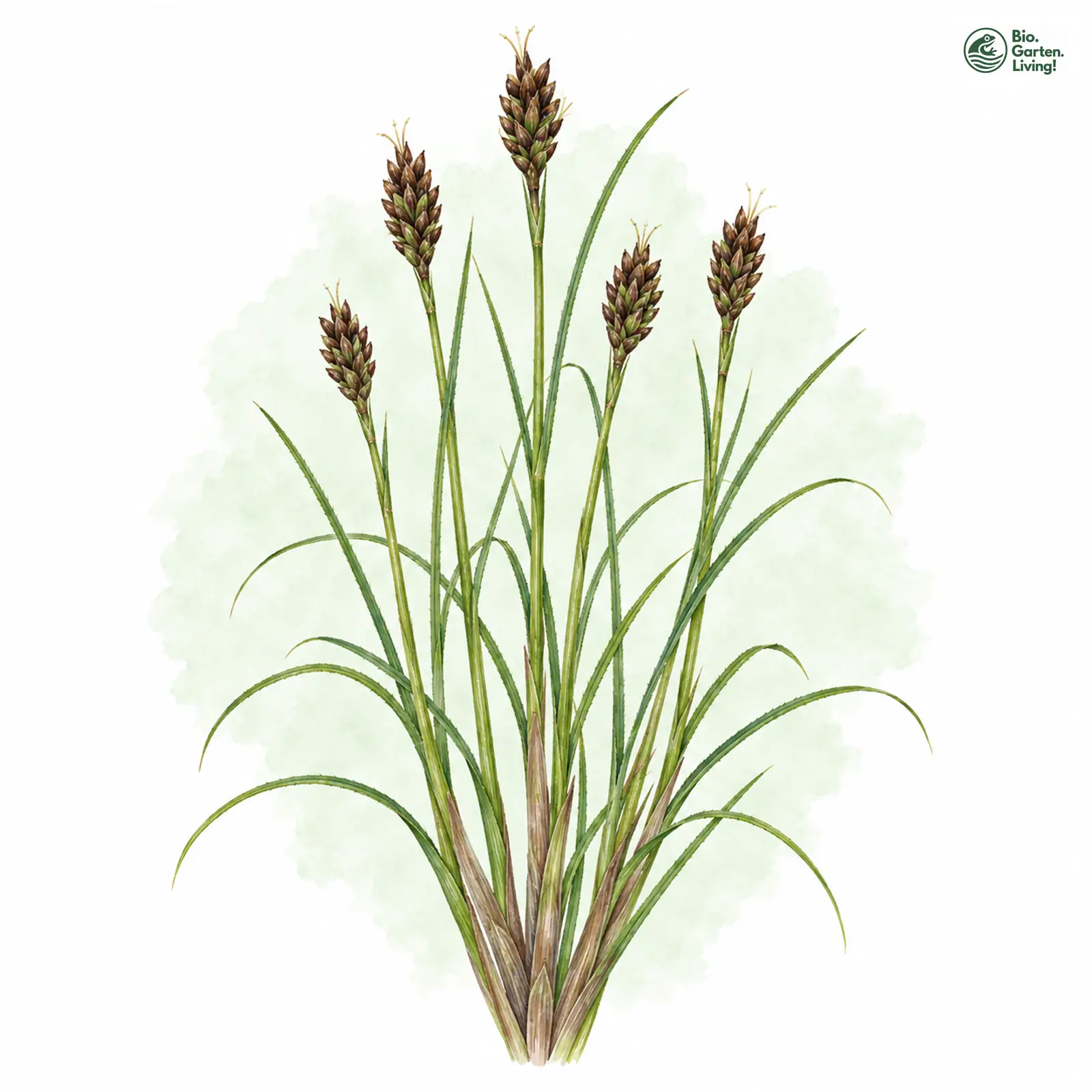 Aquarellzeichnung: Draht-Segge (Carex diandra)