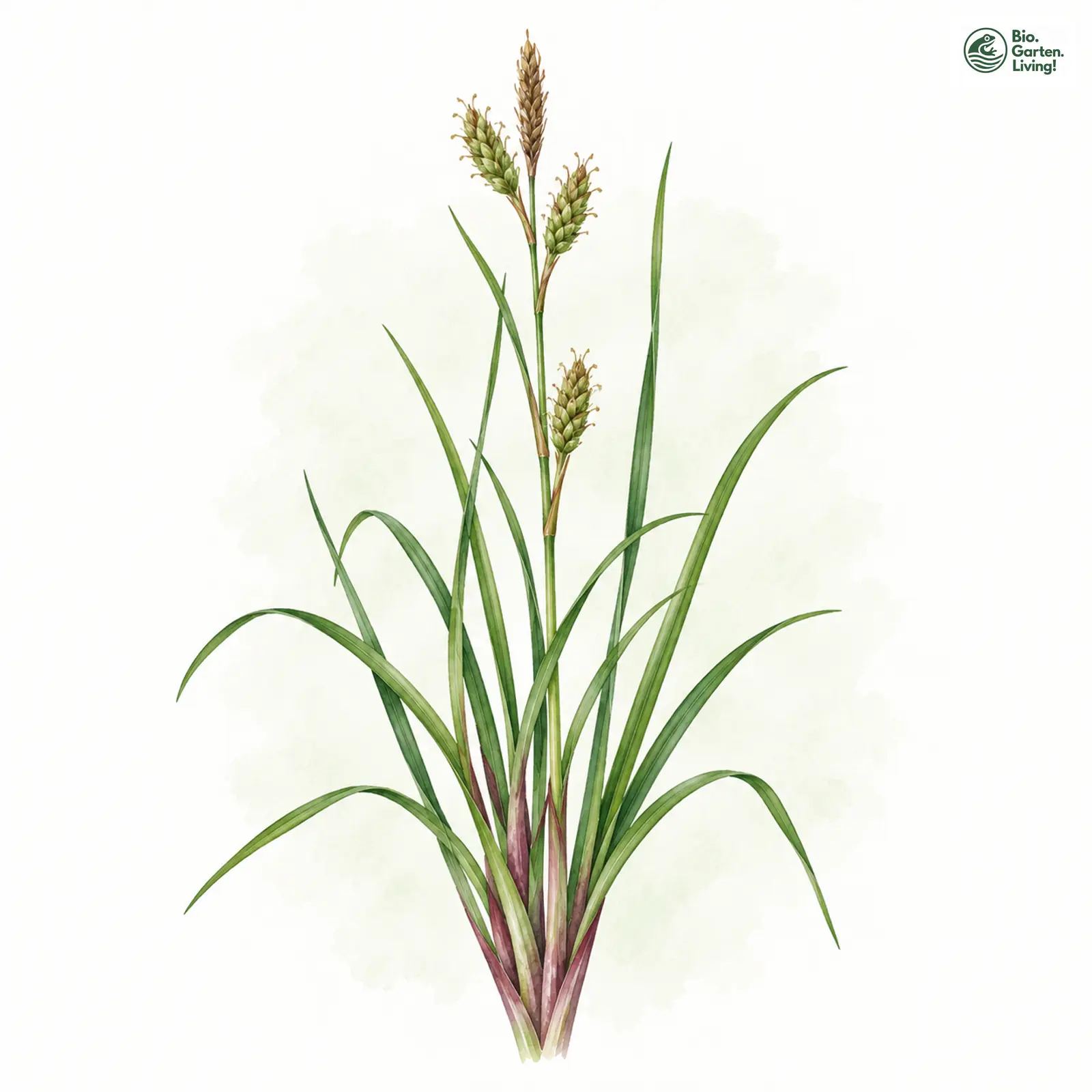 Aquarellzeichnung: Finger-Segge (Carex digitata)