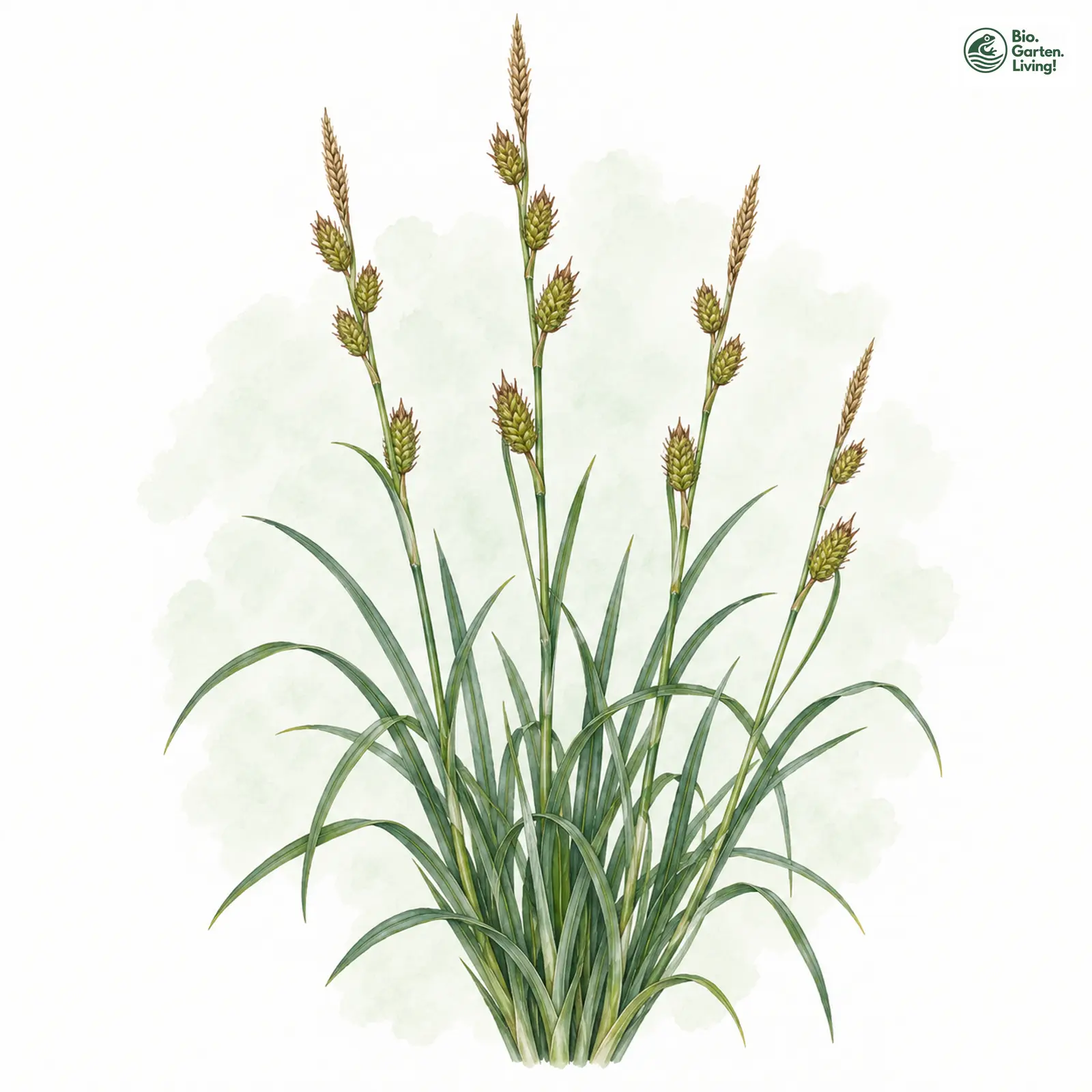 Aquarellzeichnung: Entferntährige Segge (Carex distans)