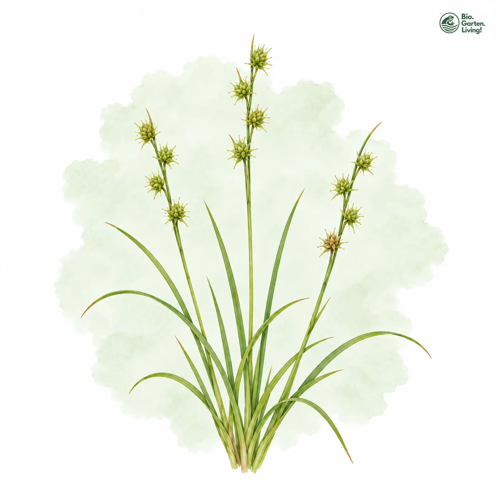 Aquarellzeichnung: Stern-Segge (Carex echinata)