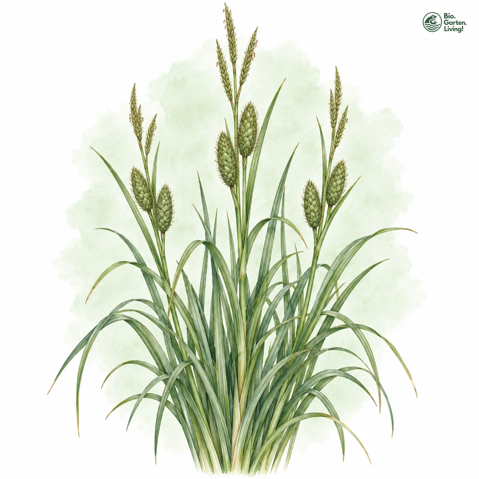 Aquarellzeichnung: Steif-Segge (Carex elata)