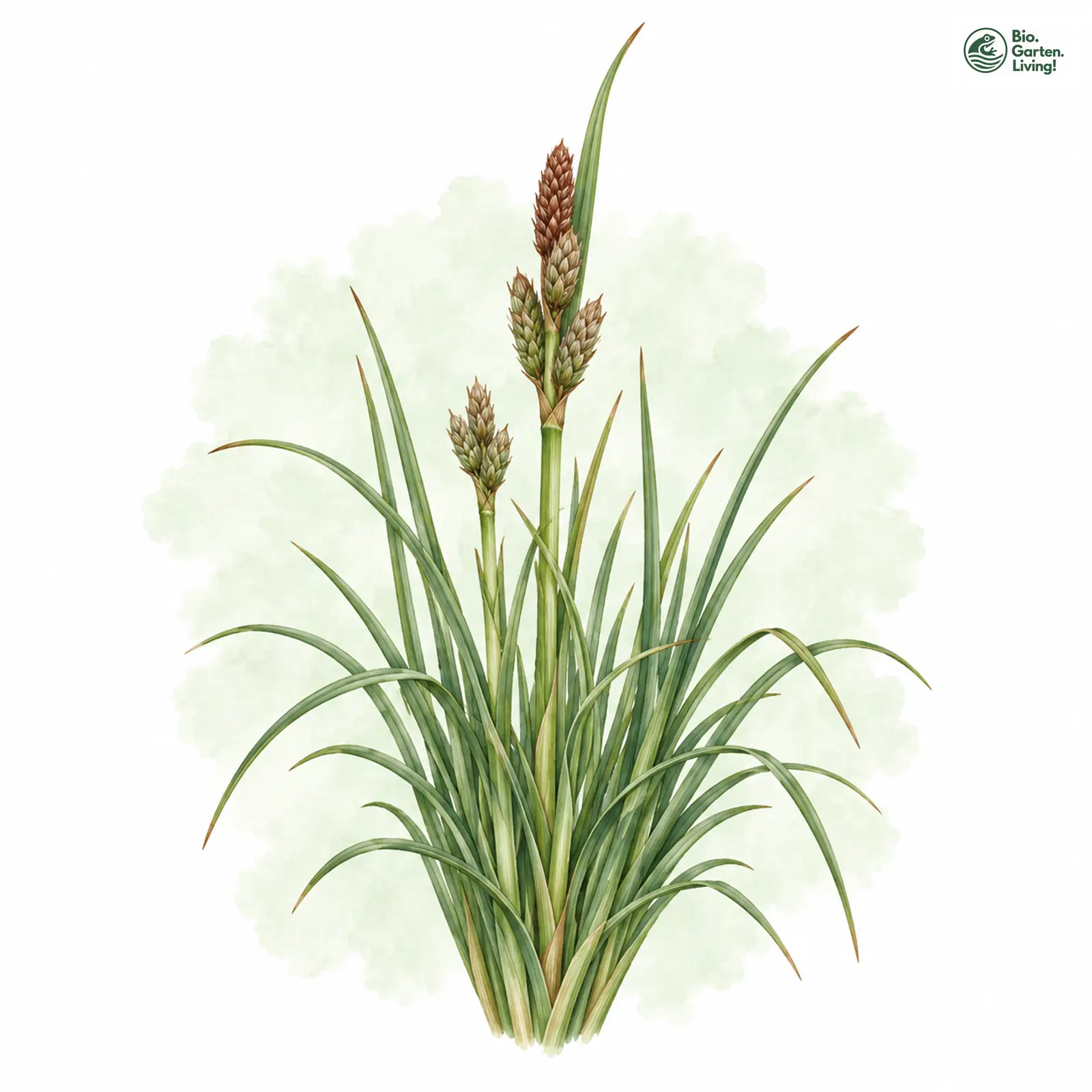 Aquarellzeichnung: Strand-Segge (Carex extensa)