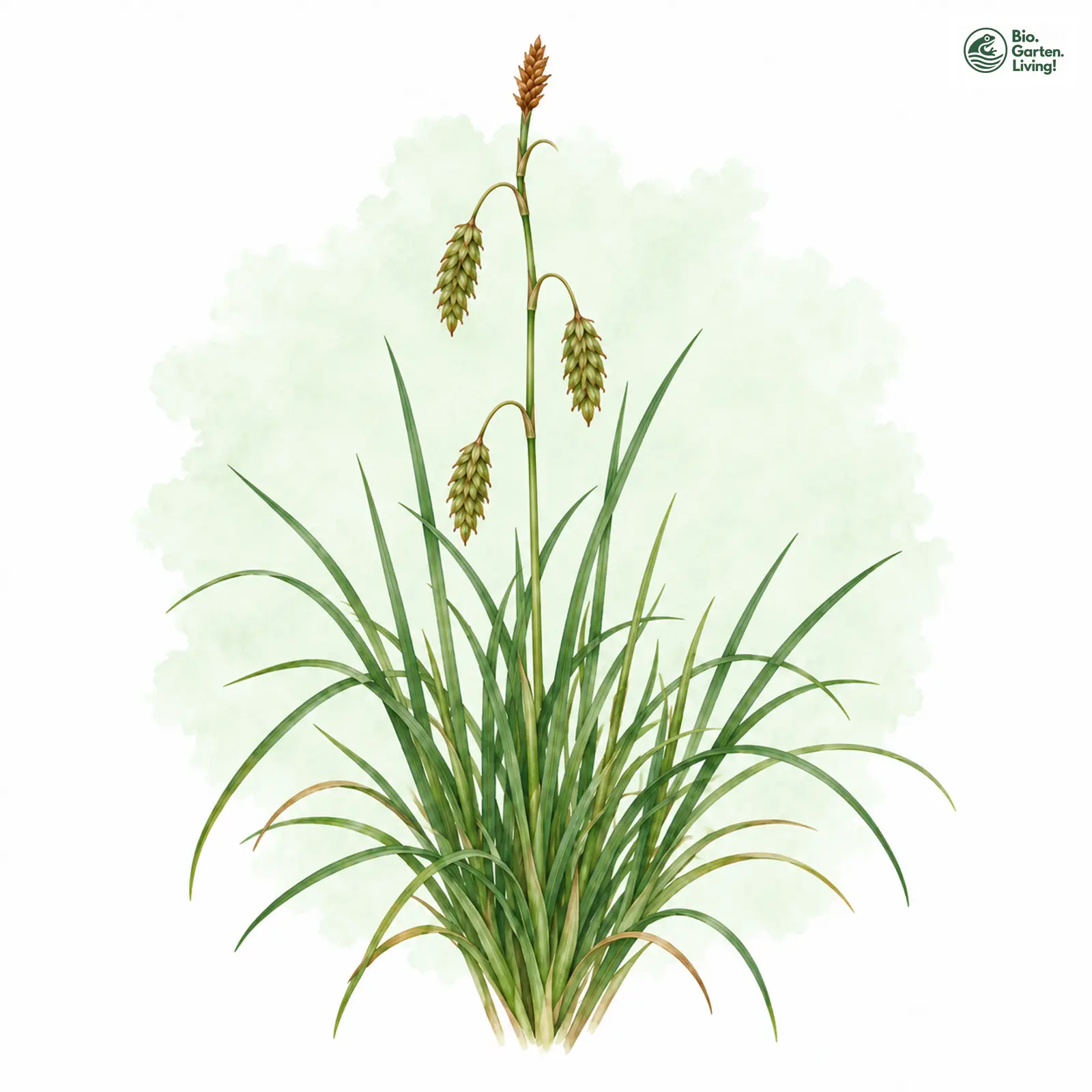 Aquarellzeichnung: Rost-Segge (Carex ferruginea)