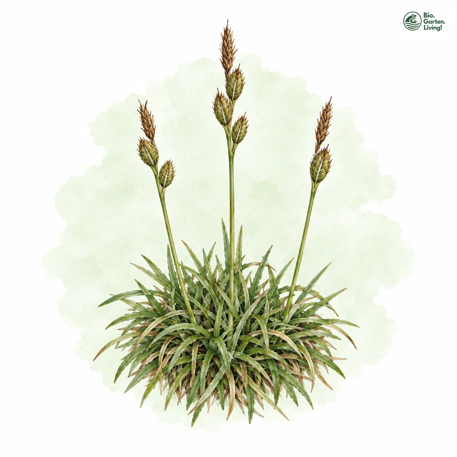Aquarellzeichnung: Polster-Segge (Carex firma)
