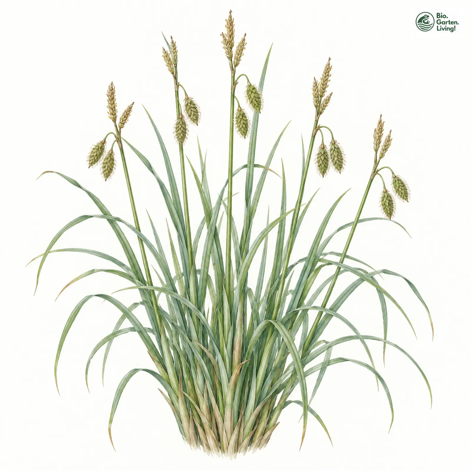Aquarellzeichnung: Blaugrüne Segge (Carex flacca)