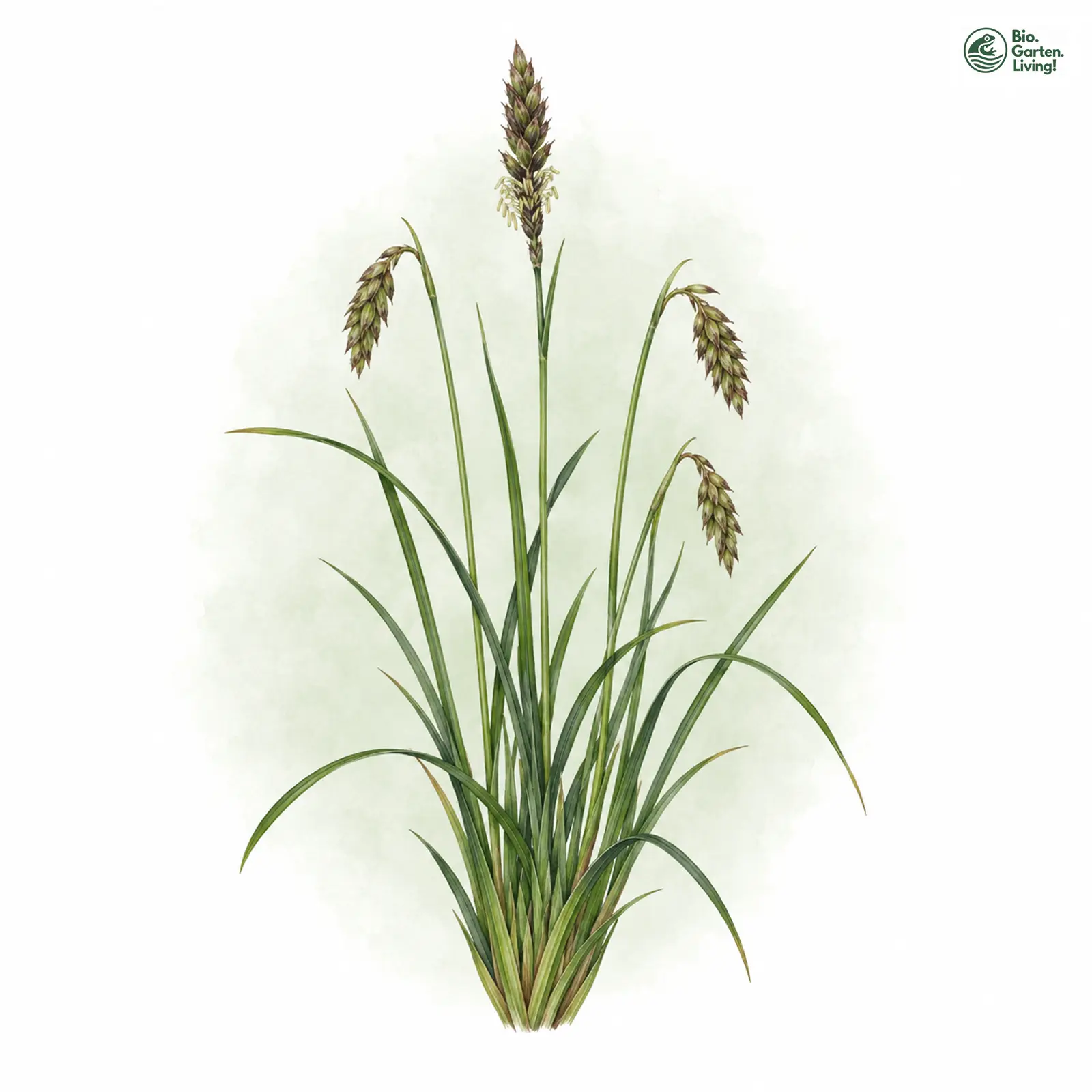 Aquarellzeichnung: Ruß-Segge (Carex fuliginosa)