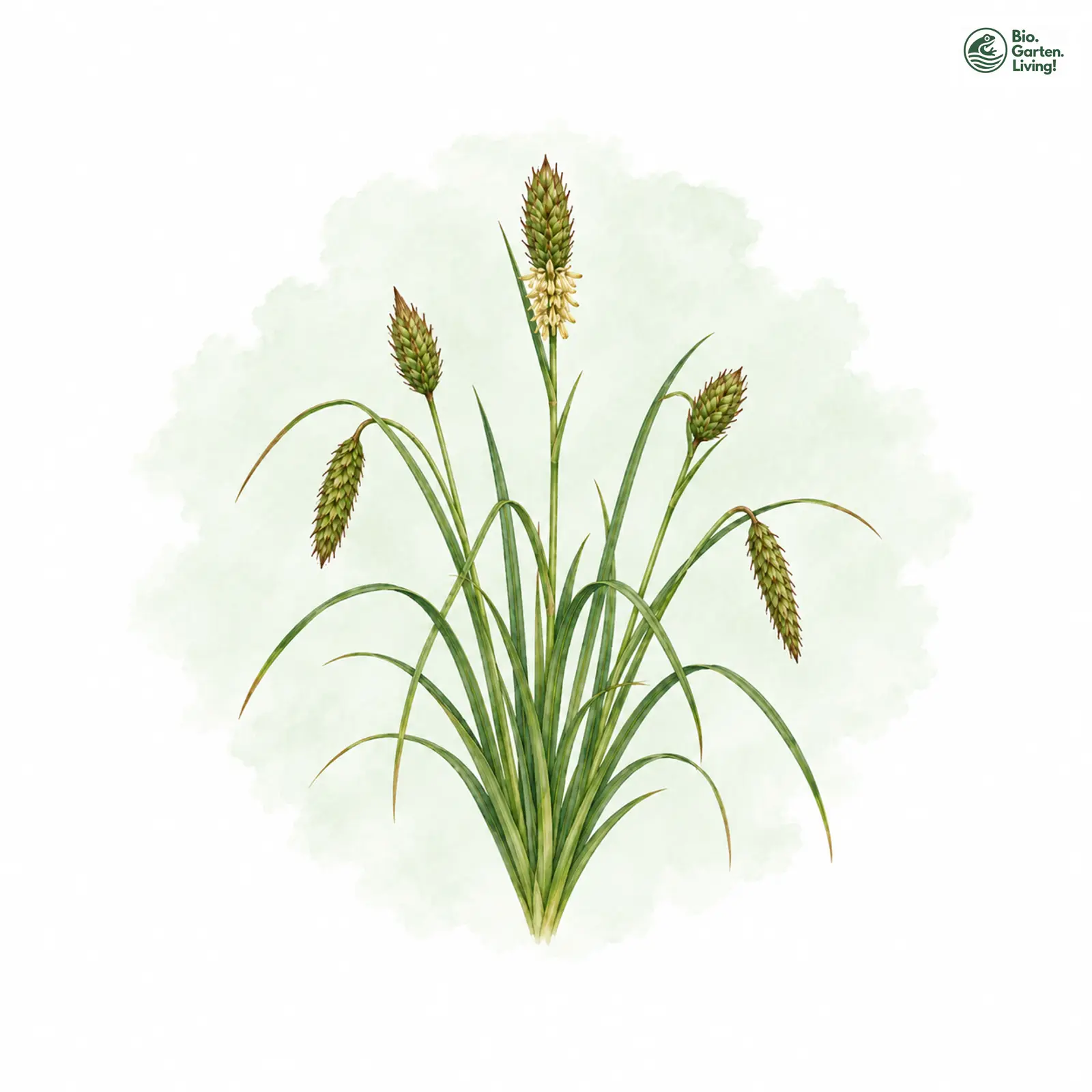 Aquarellzeichnung: Hartman-Segge (Carex hartmaniorum)