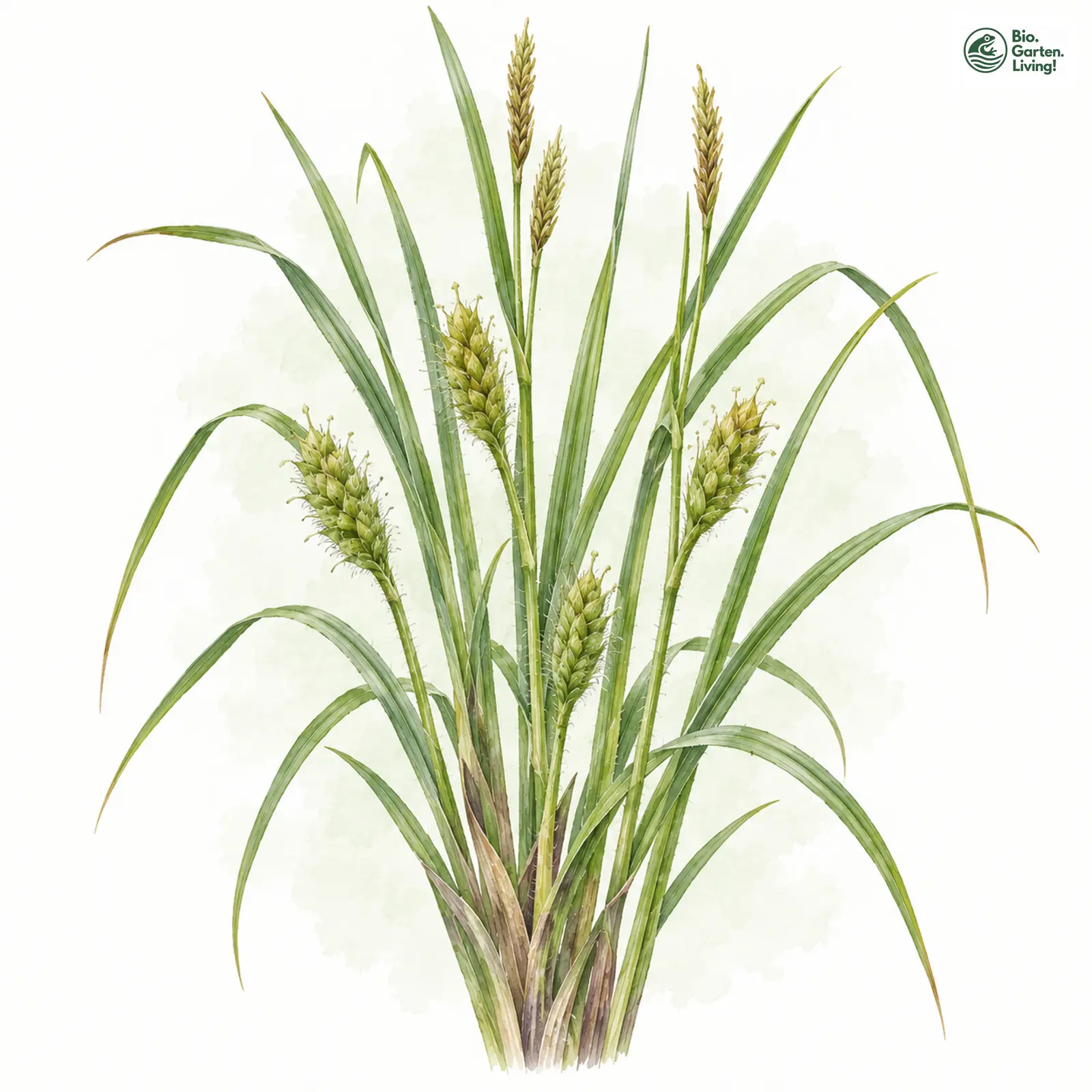Aquarellzeichnung: Behaarte Segge (Carex hirta)