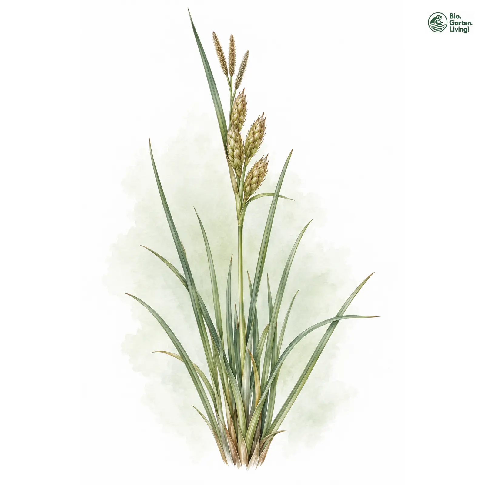 Aquarellzeichnung: Gersten-Segge (Carex hordeistichos)